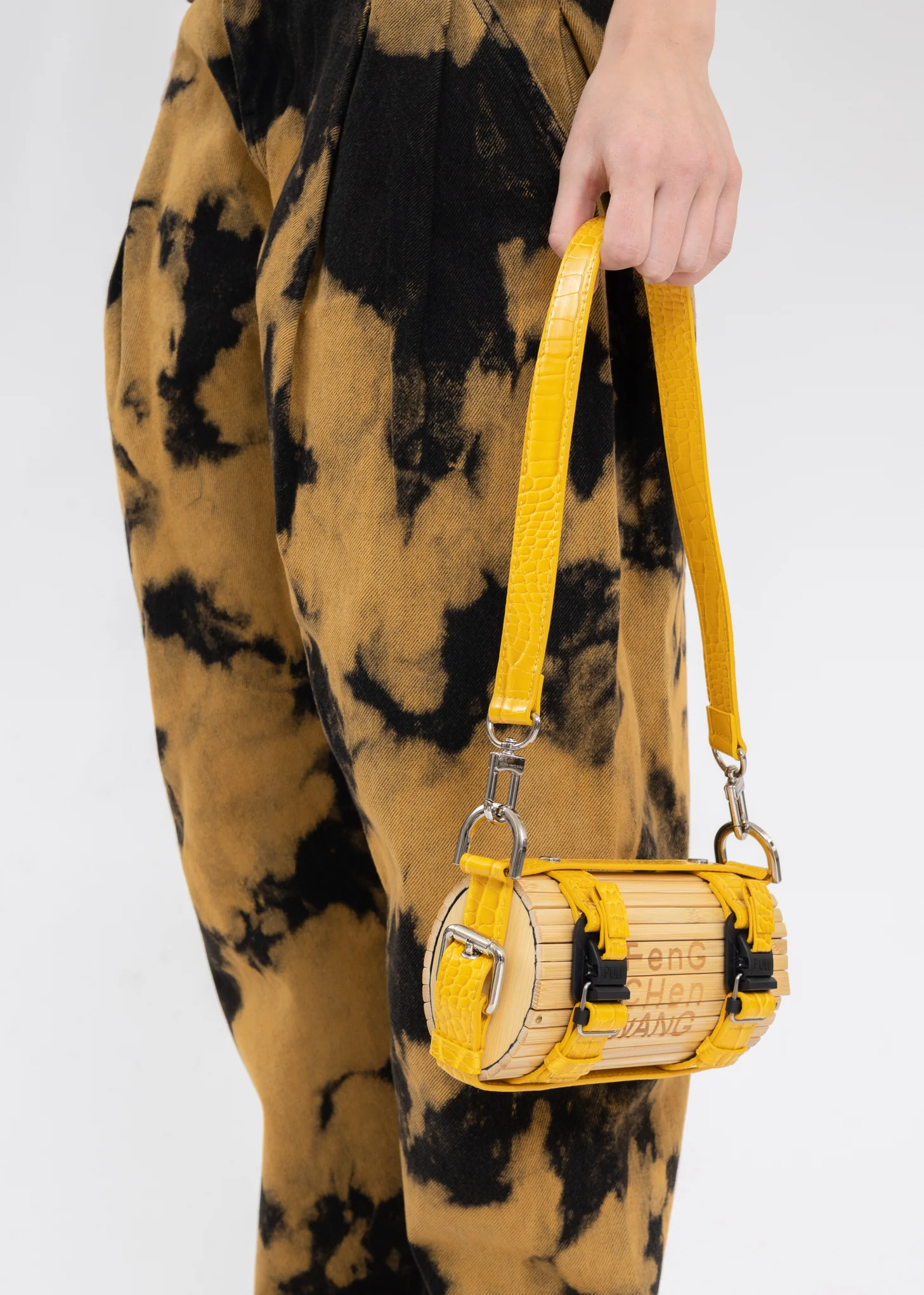 Yellow Croc Small Bamboo Bag - Image 4