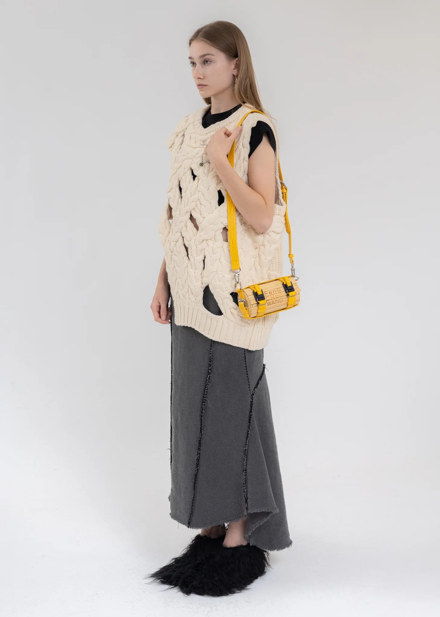 Yellow Croc Small Bamboo Bag - Image 6