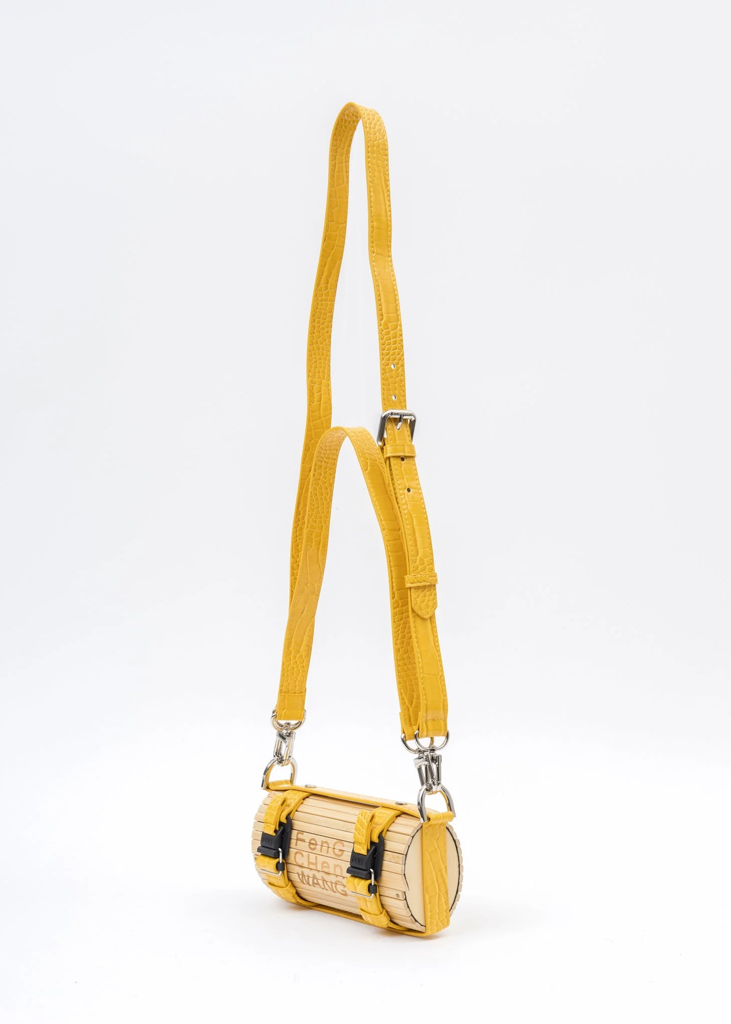 Yellow Croc Small Bamboo Bag - Image 8