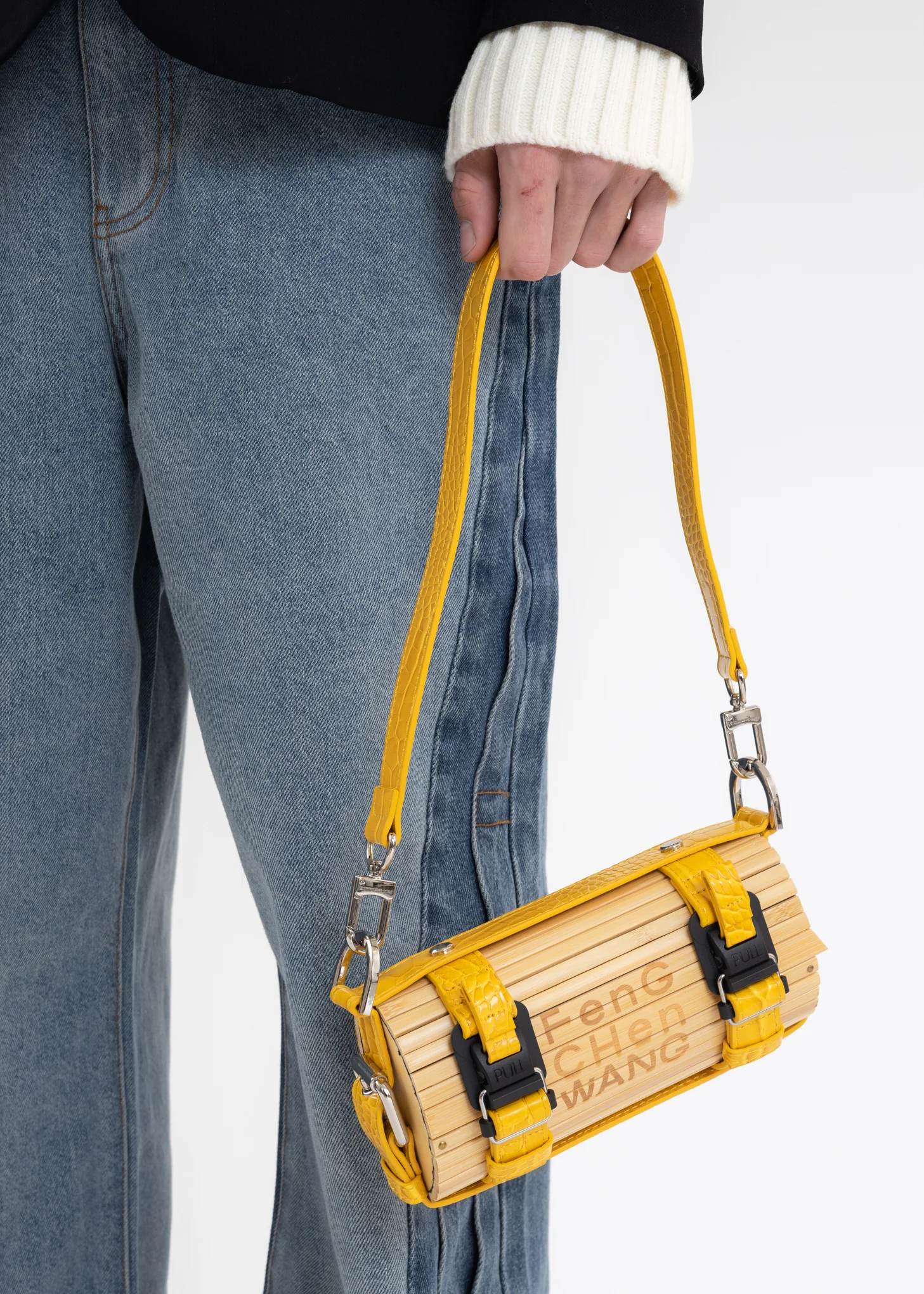 Yellow Croc Small Bamboo Bag - Image 3
