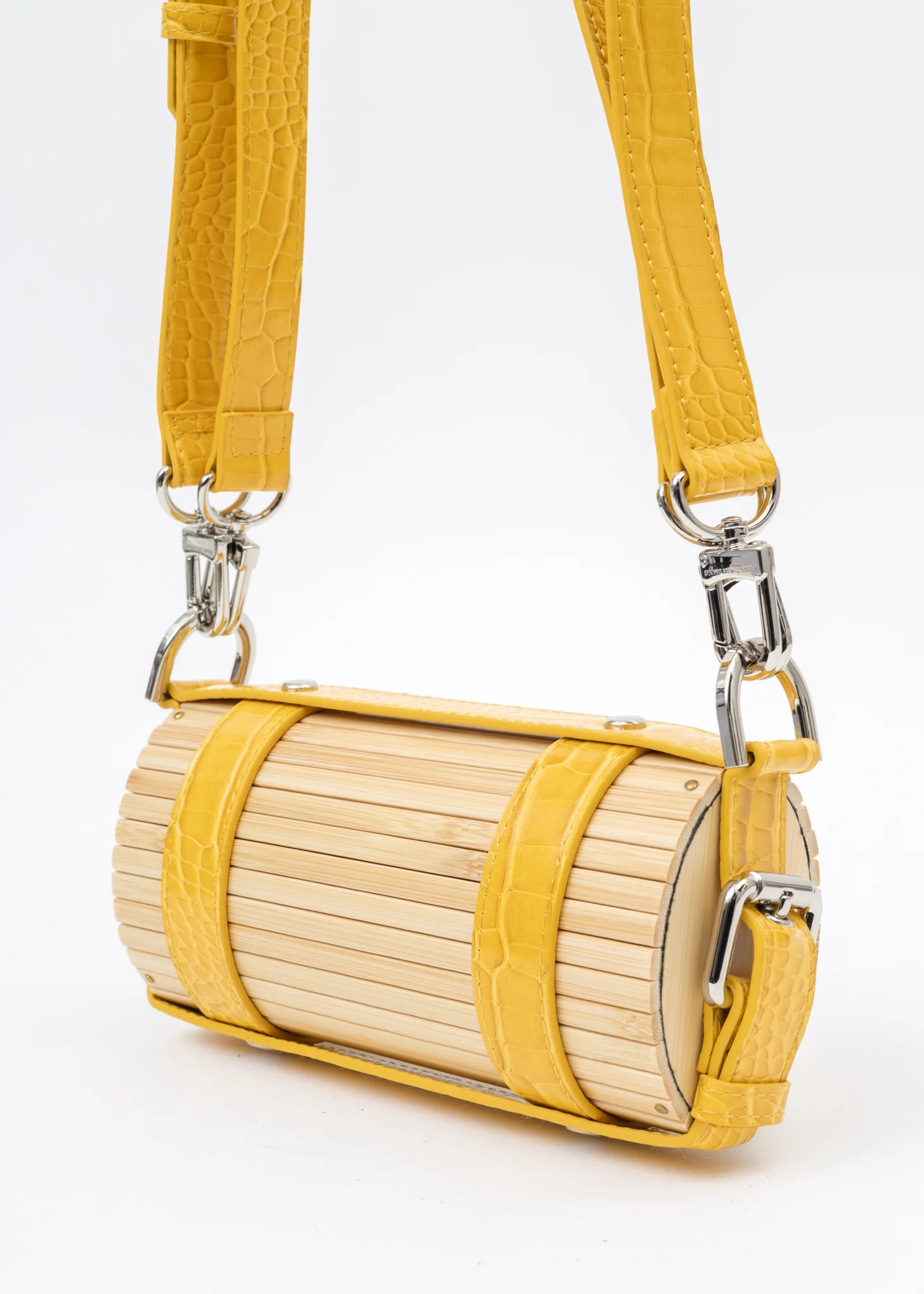 Yellow Croc Small Bamboo Bag - Image 9