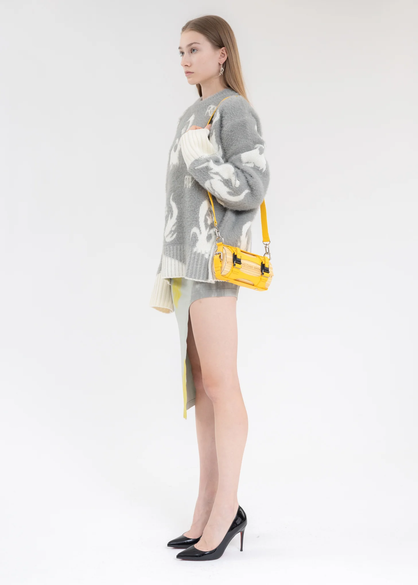 Yellow Cross Big Bamboo Bag - Image 4