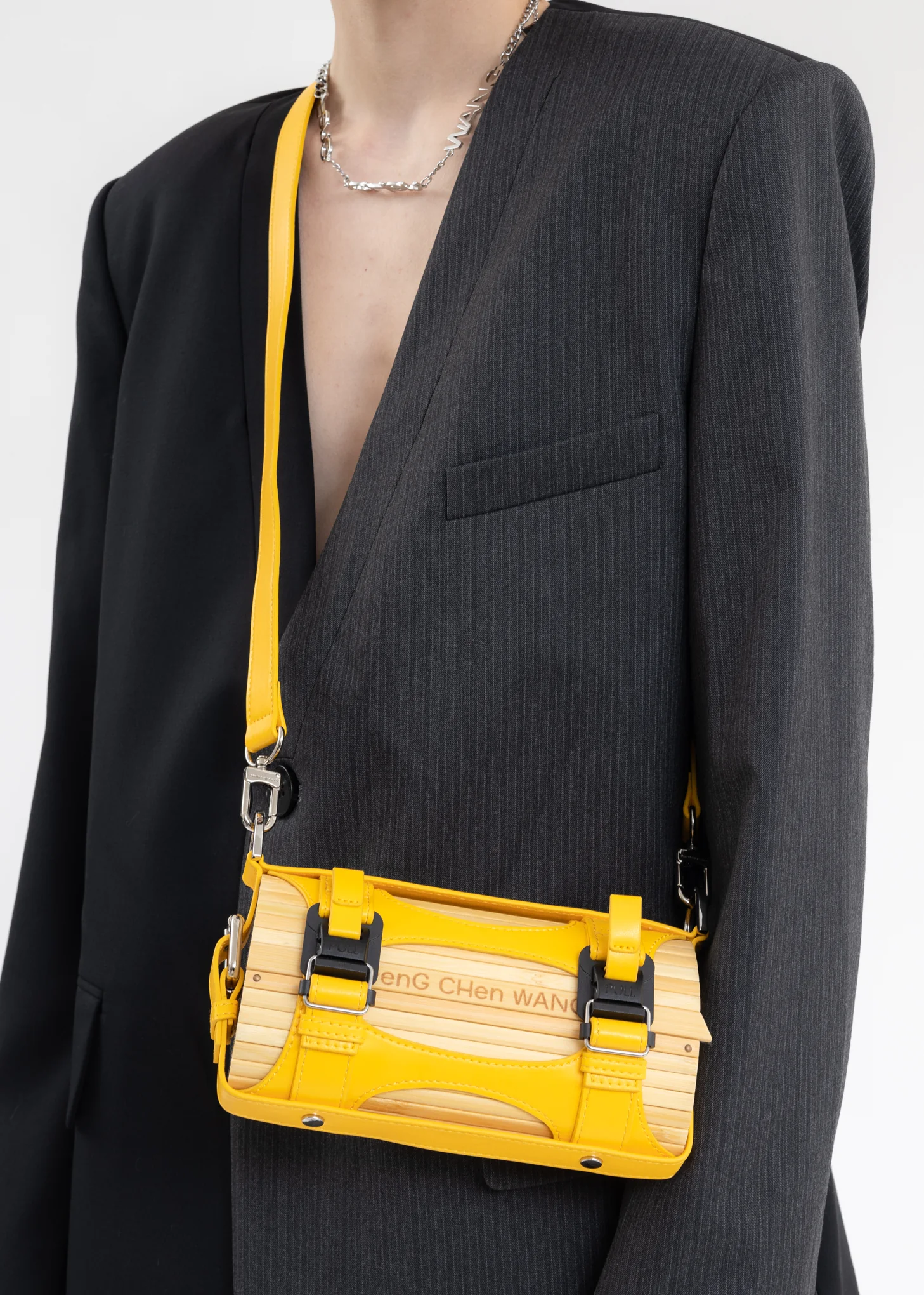 Yellow Cross Big Bamboo Bag - Image 2