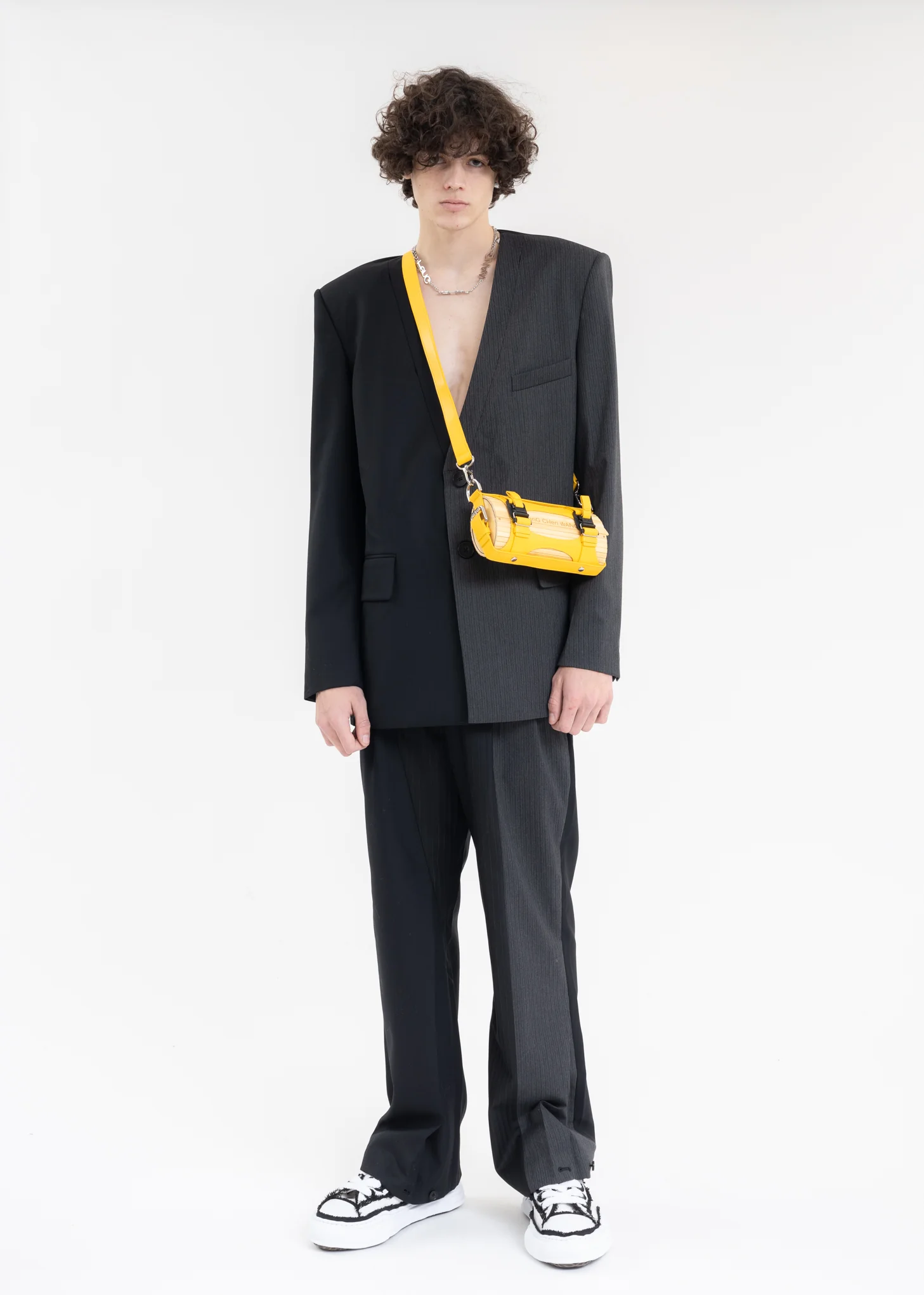 Yellow Cross Big Bamboo Bag - Image 4