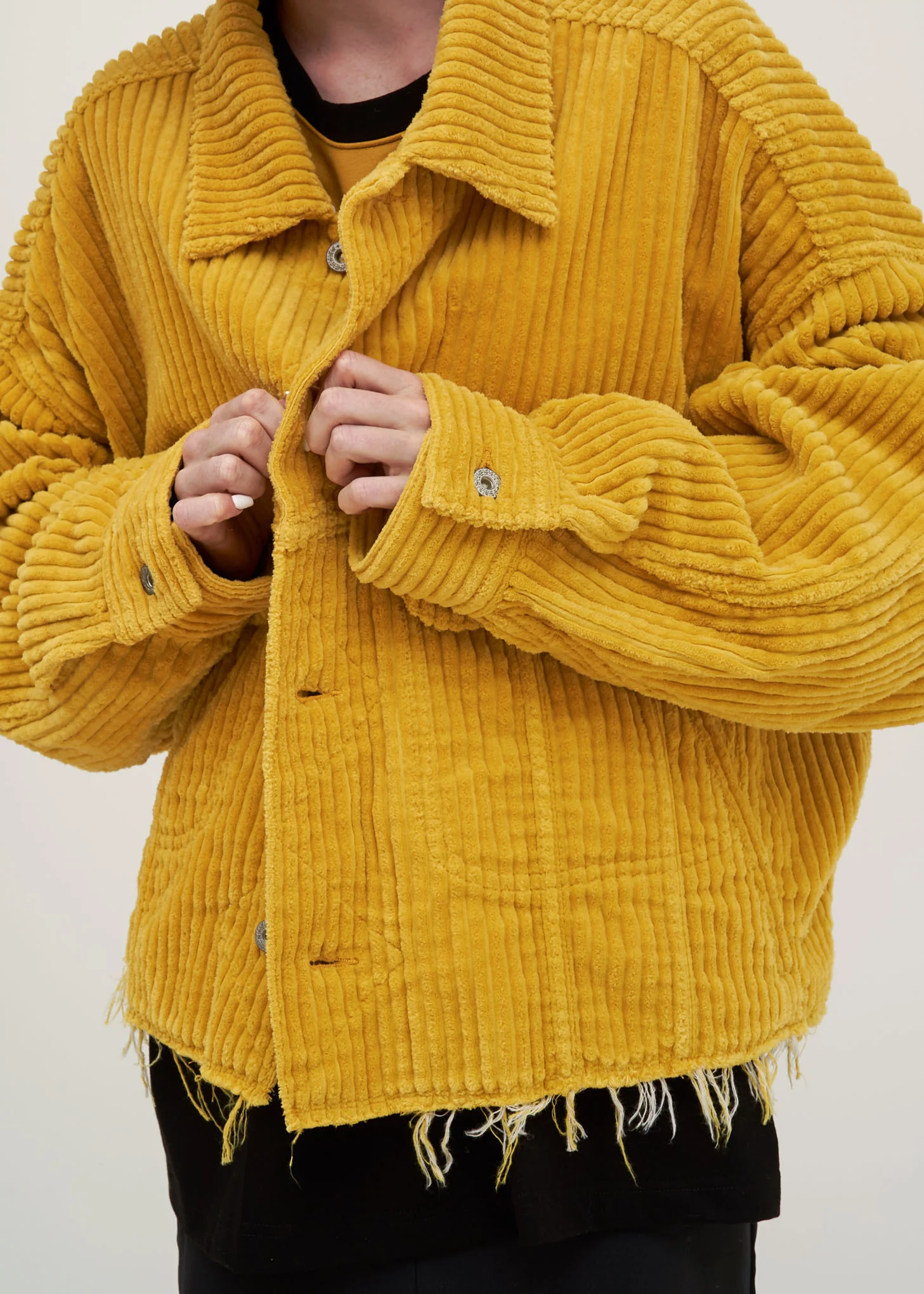 Yellow Cut Off Oversized Corduroy Jacket - Image 2