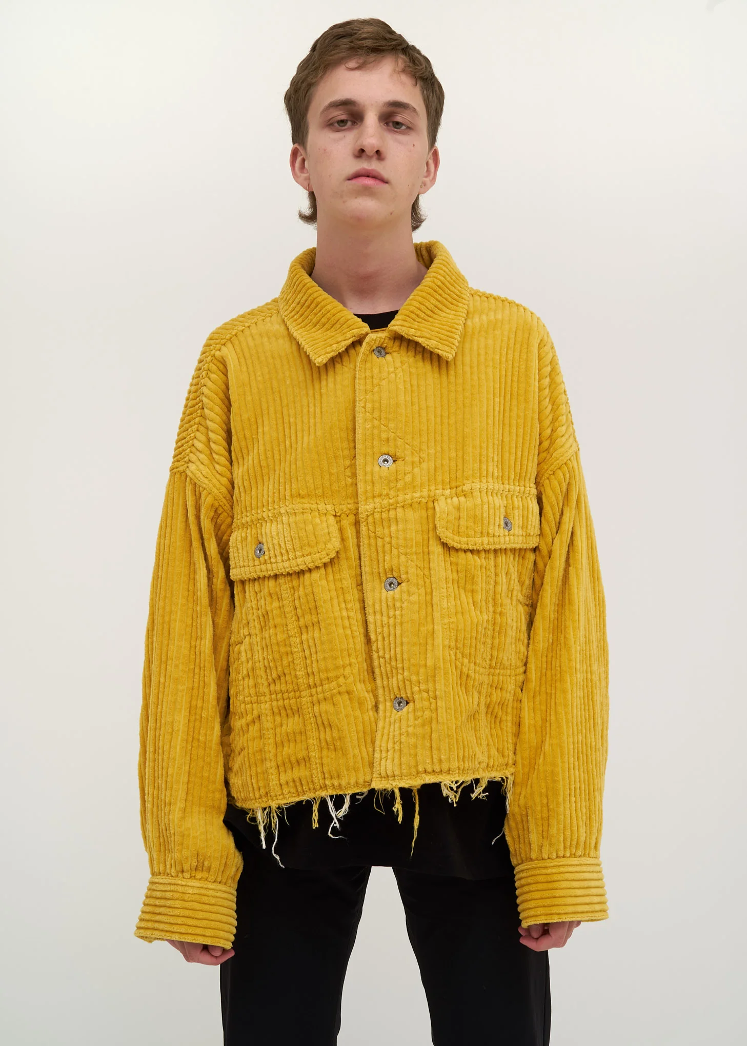 Yellow Cut Off Oversized Corduroy Jacket - Image 6