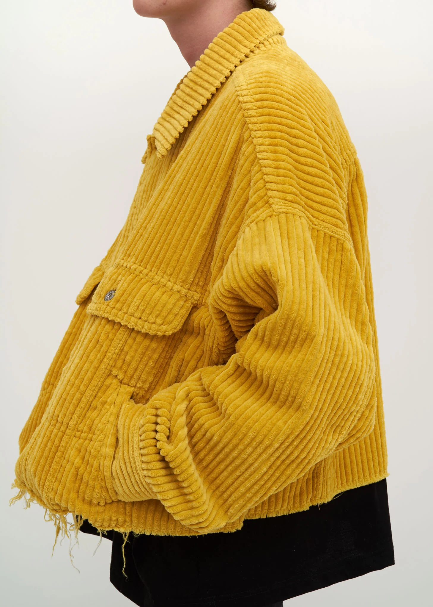 Yellow Cut Off Oversized Corduroy Jacket - Image 8
