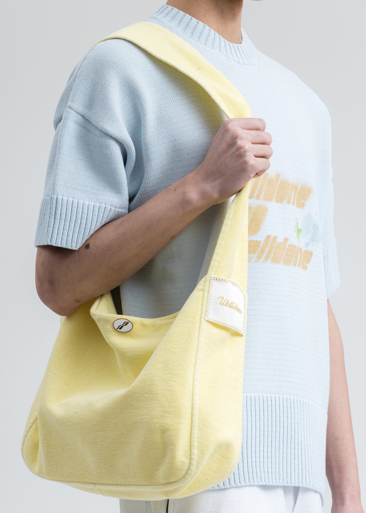 Yellow Embroidery Logo Cotton Cross Bag