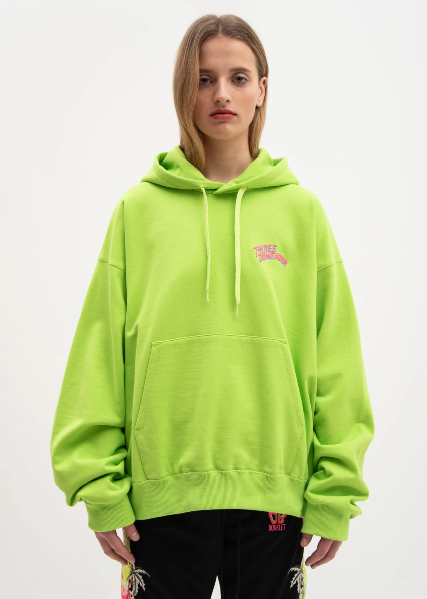 Yellow Green Chaos Embroidery Hoodie - Image 2