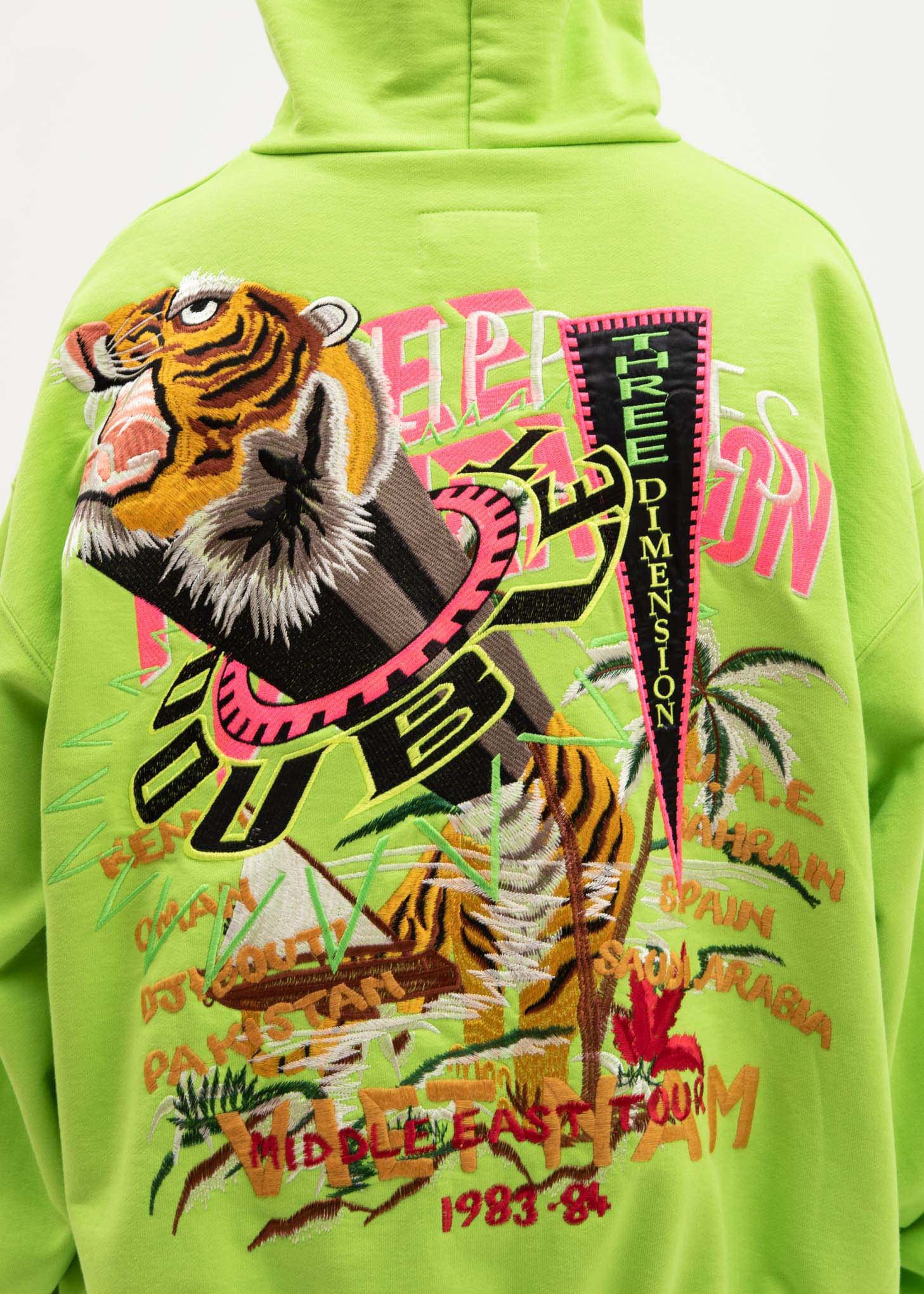 Yellow Green Chaos Embroidery Hoodie - Image 4