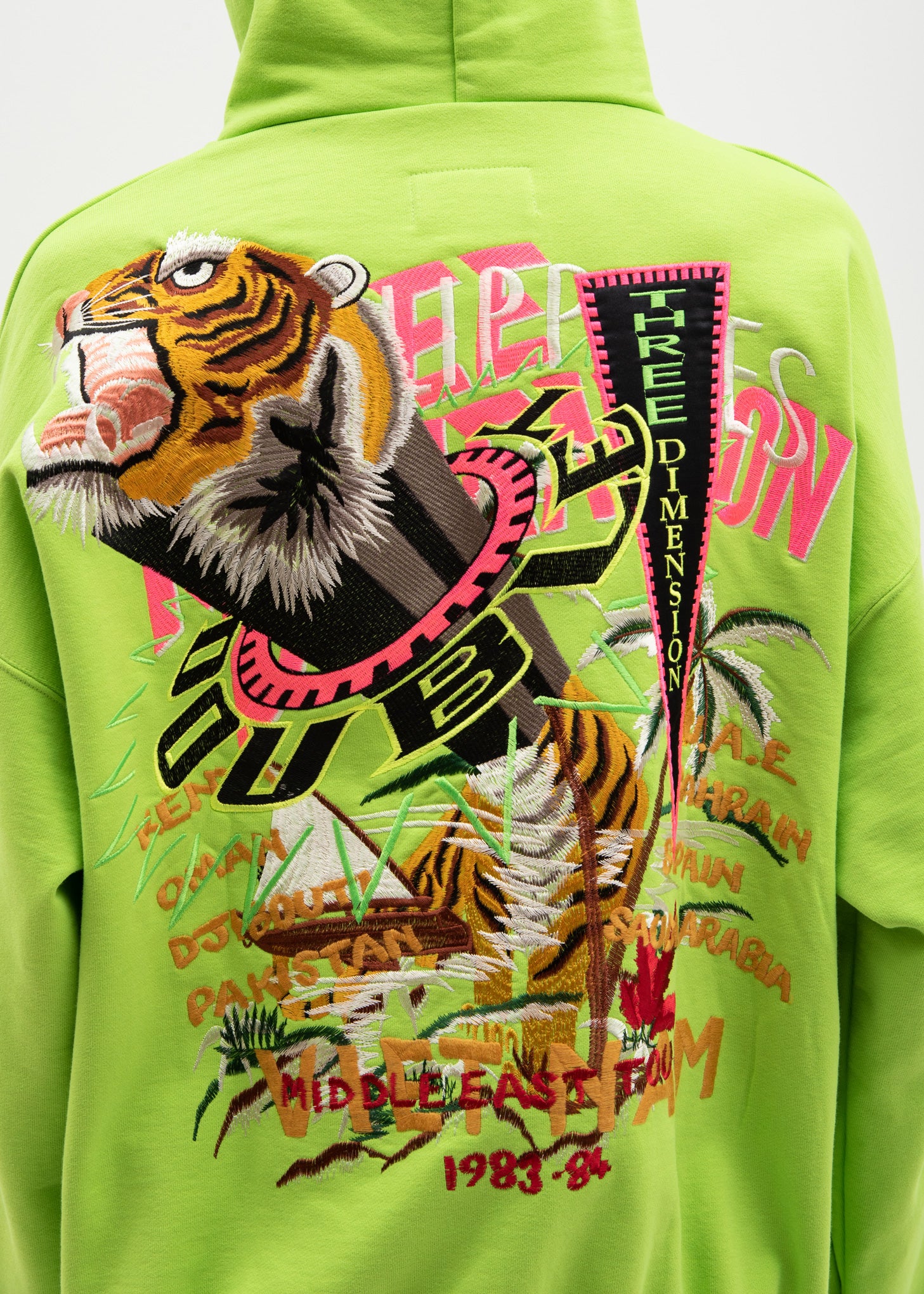 Yellow Green Chaos Embroidery Hoodie - Image 2