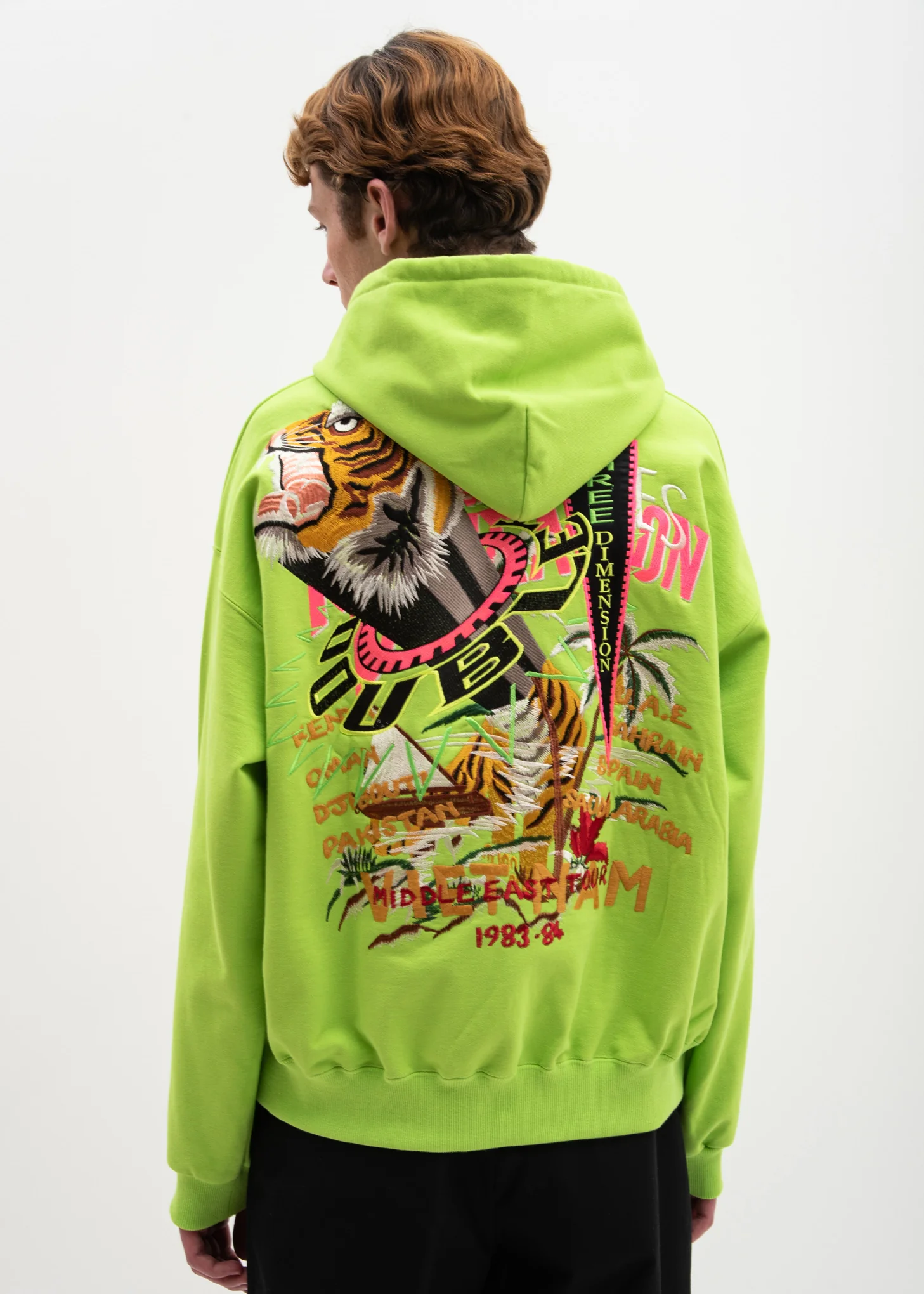 Yellow Green Chaos Embroidery Hoodie - Image 4