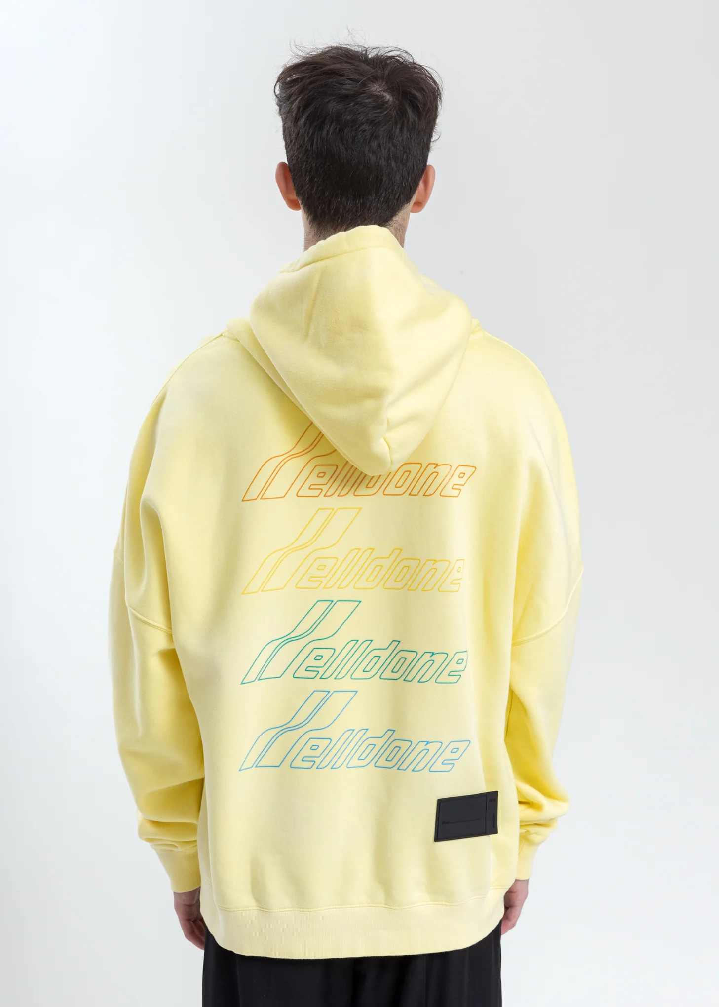 Yellow Hand Bleached Iridescent Logo Hoodie - Image 2
