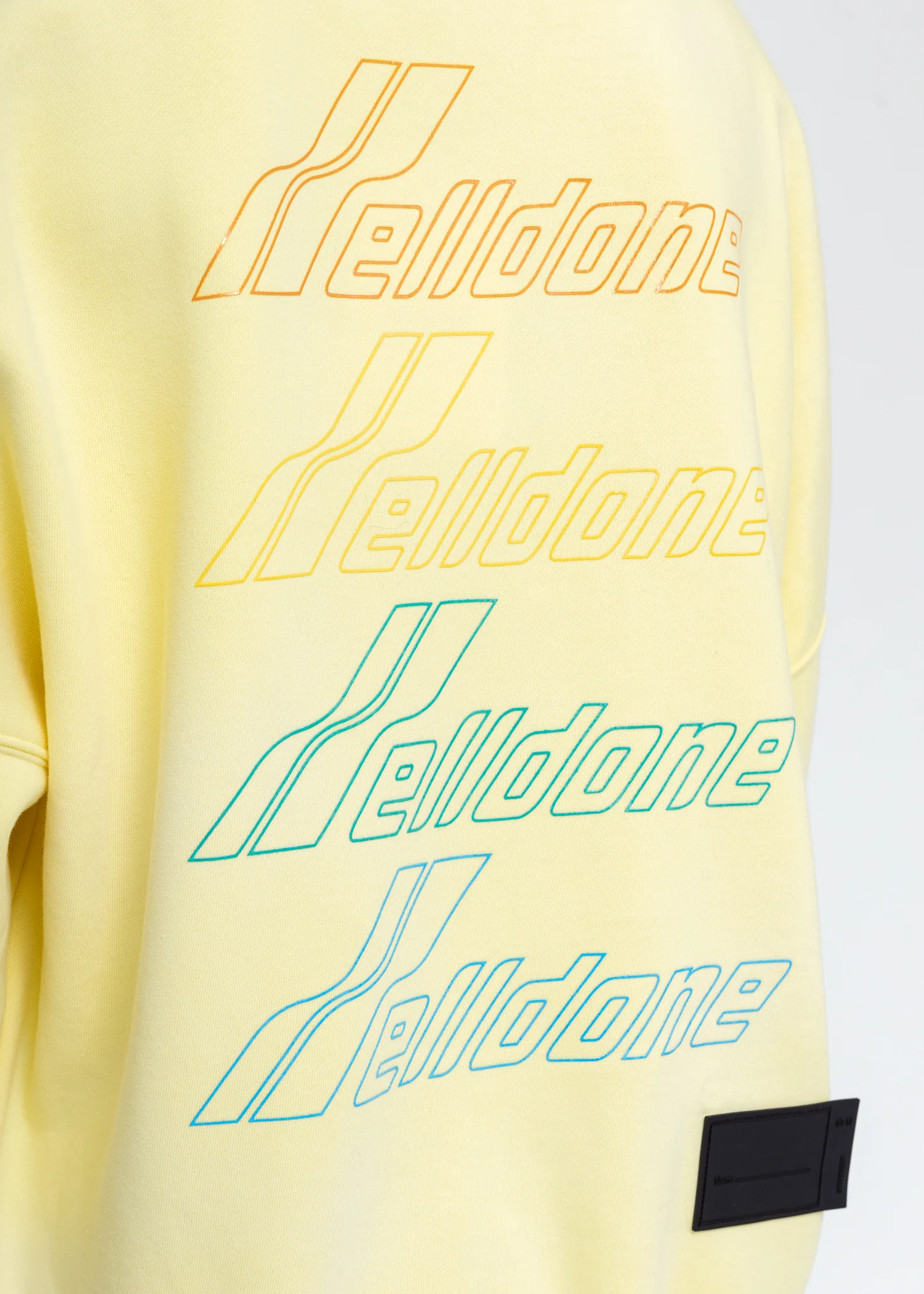 Yellow Hand Bleached Iridescent Logo Hoodie - Image 3