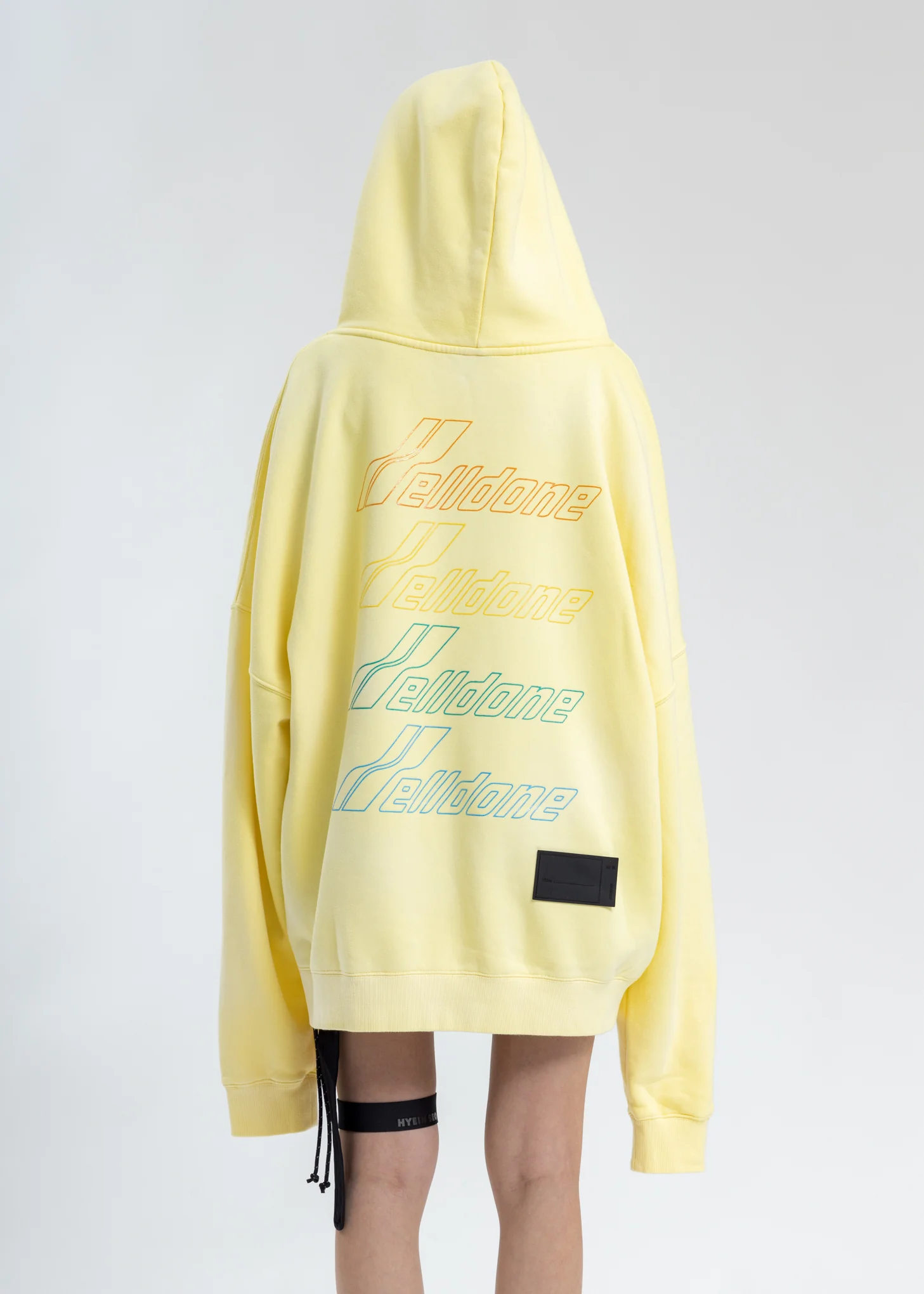 Yellow Hand Bleached Iridescent Logo Hoodie - Image 2