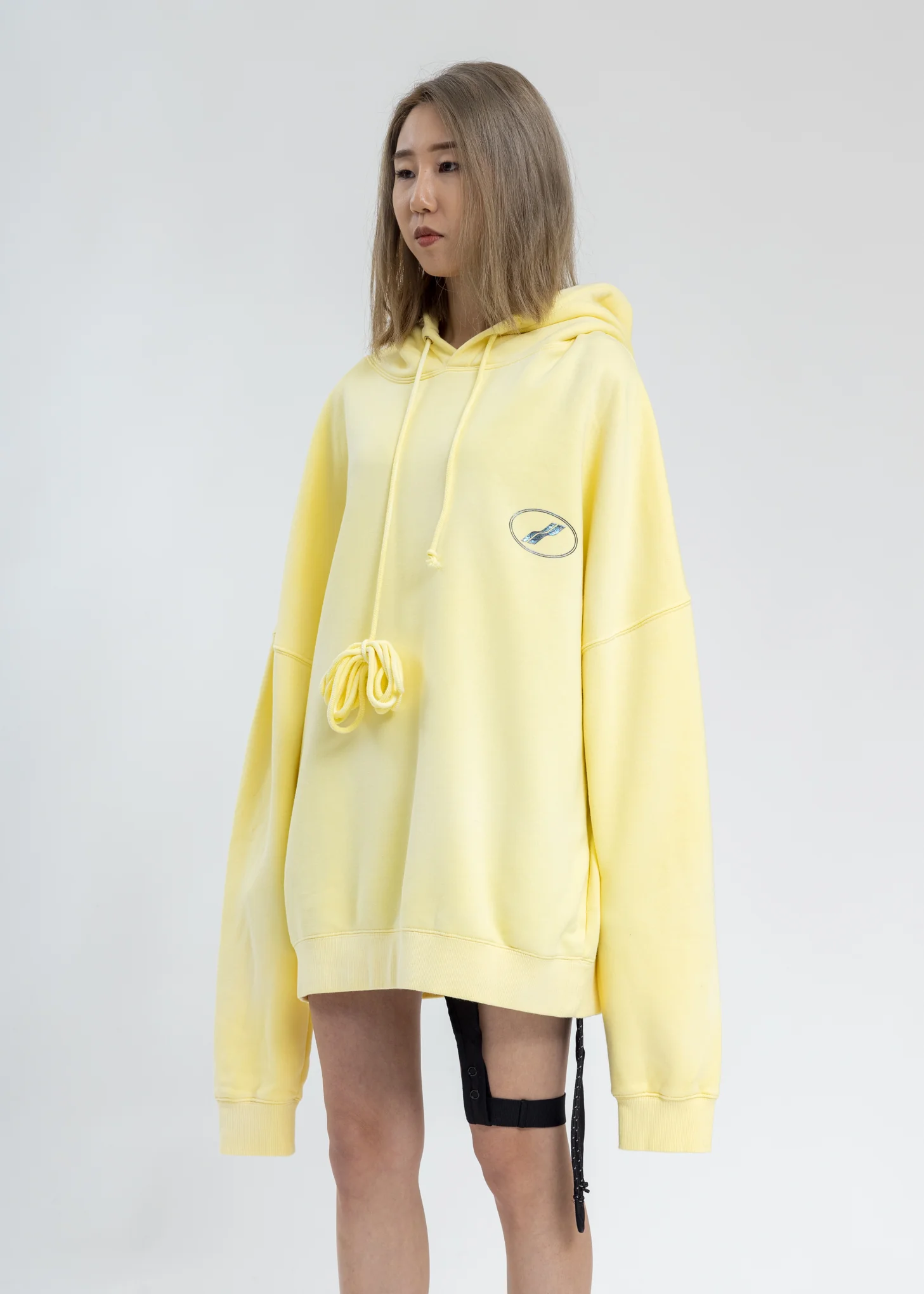 Yellow Hand Bleached Iridescent Logo Hoodie - Image 3