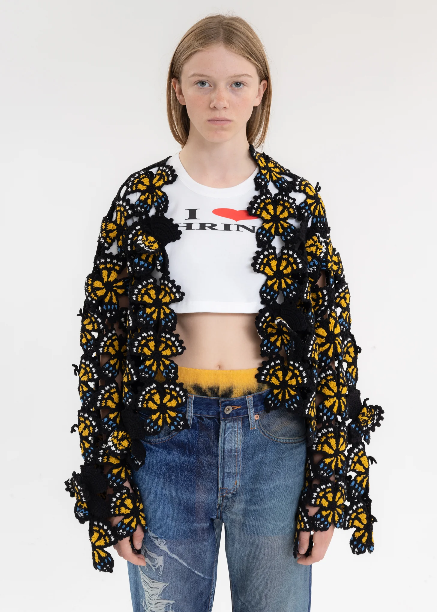 Yellow HAND-CROCHET BUTTERFLY CARDIGAN