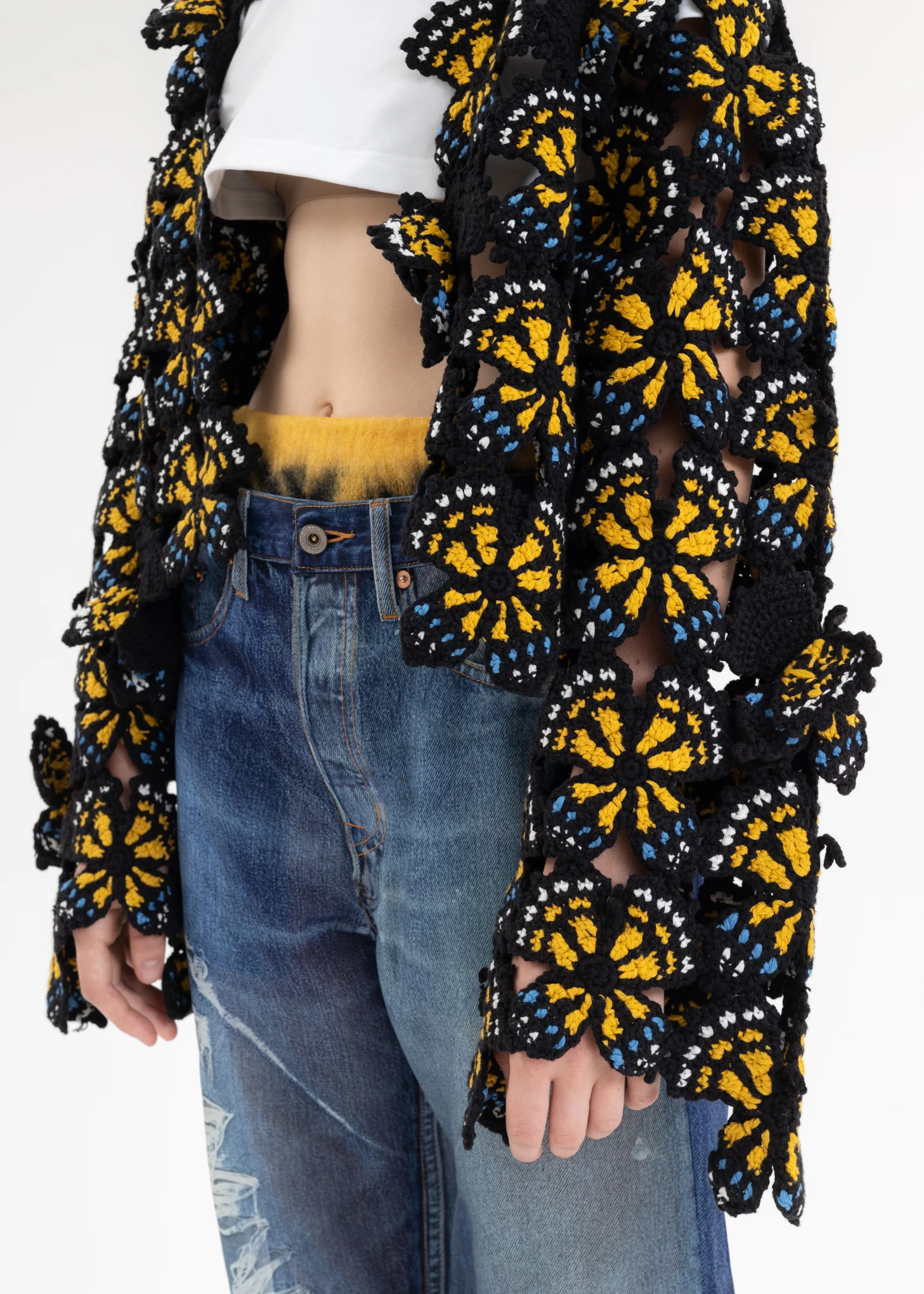 Yellow HAND-CROCHET BUTTERFLY CARDIGAN - Image 2