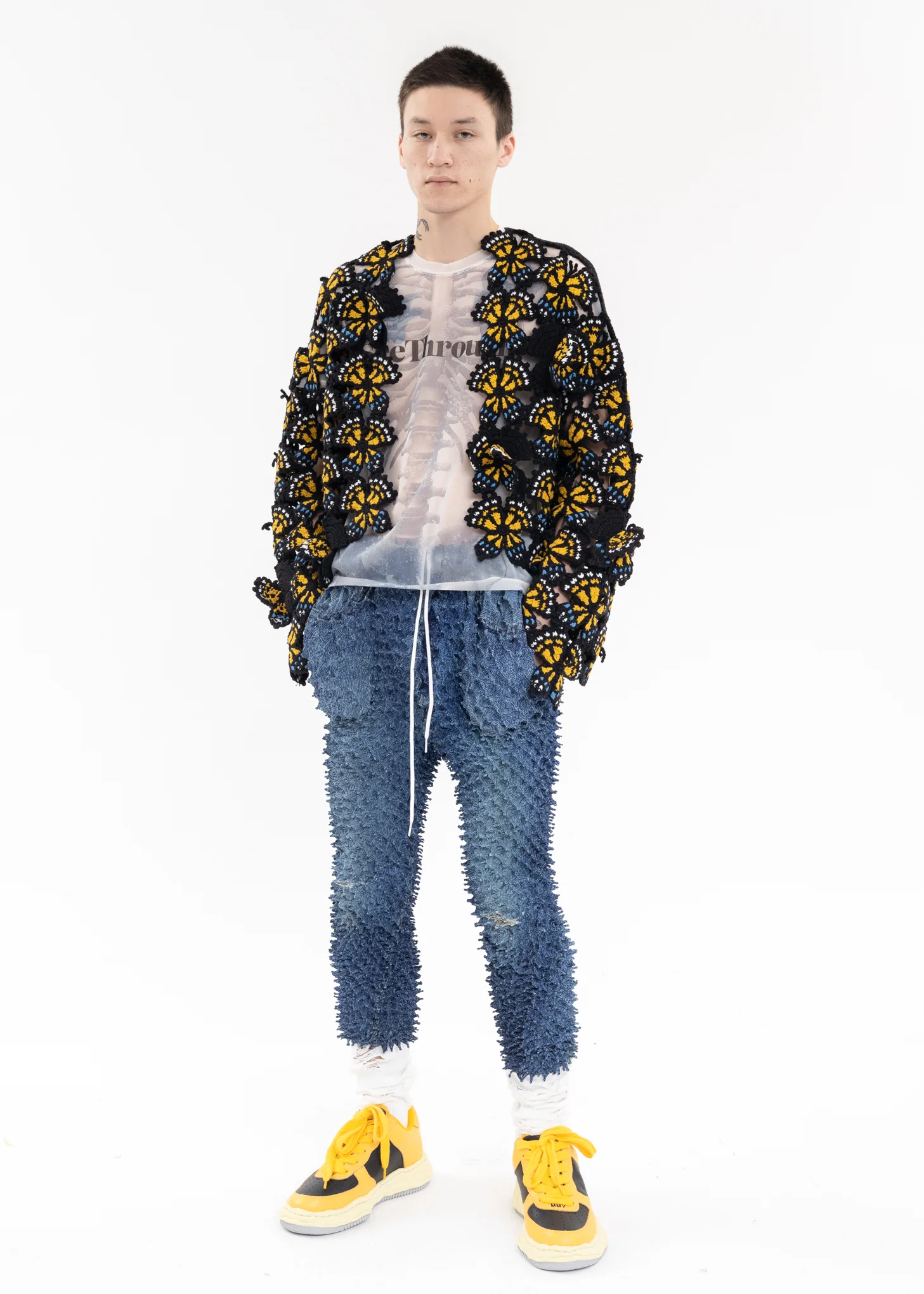 Yellow HAND-CROCHET BUTTERFLY CARDIGAN - Image 5