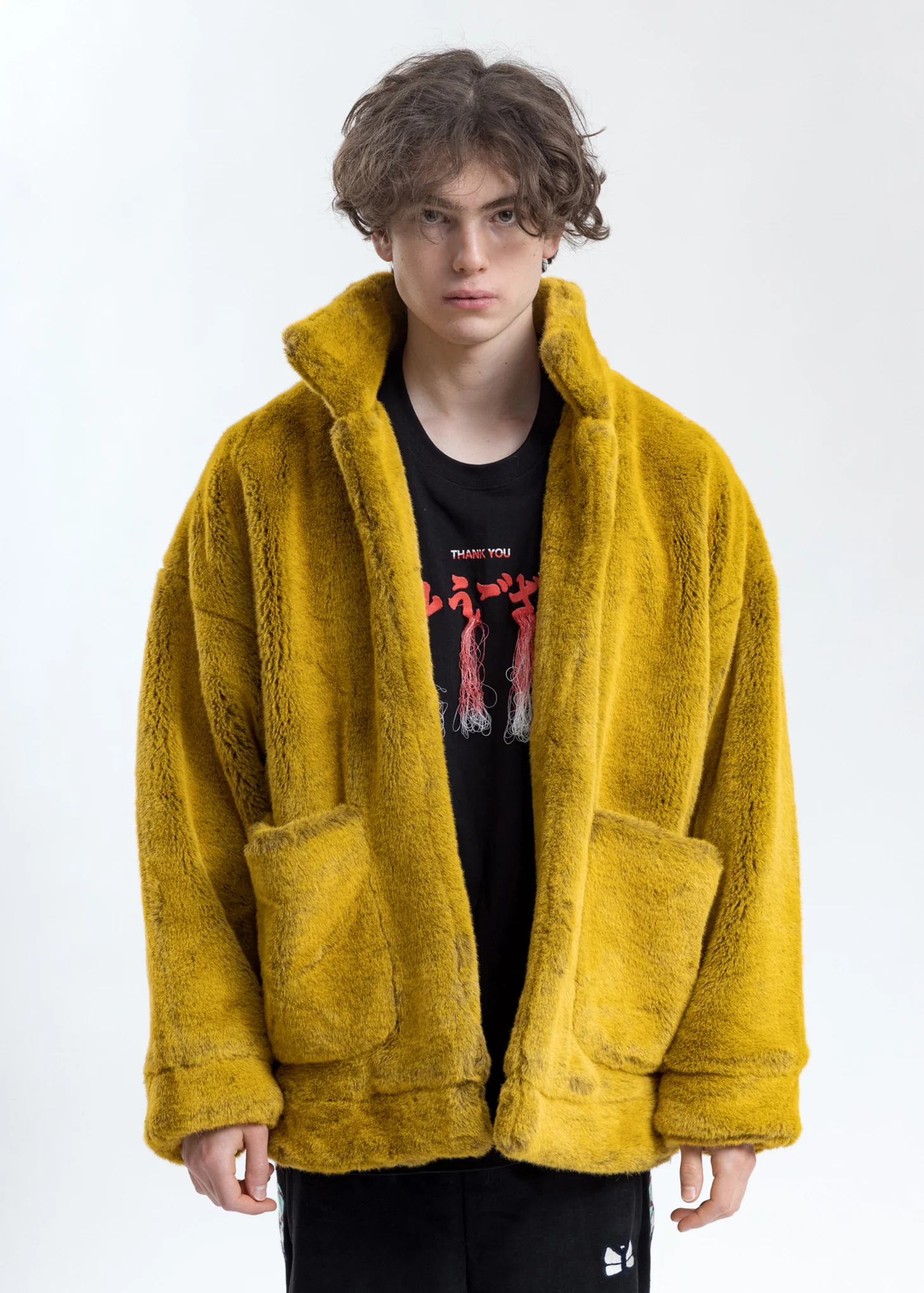 Yellow Hand-Painted Fur Jacket