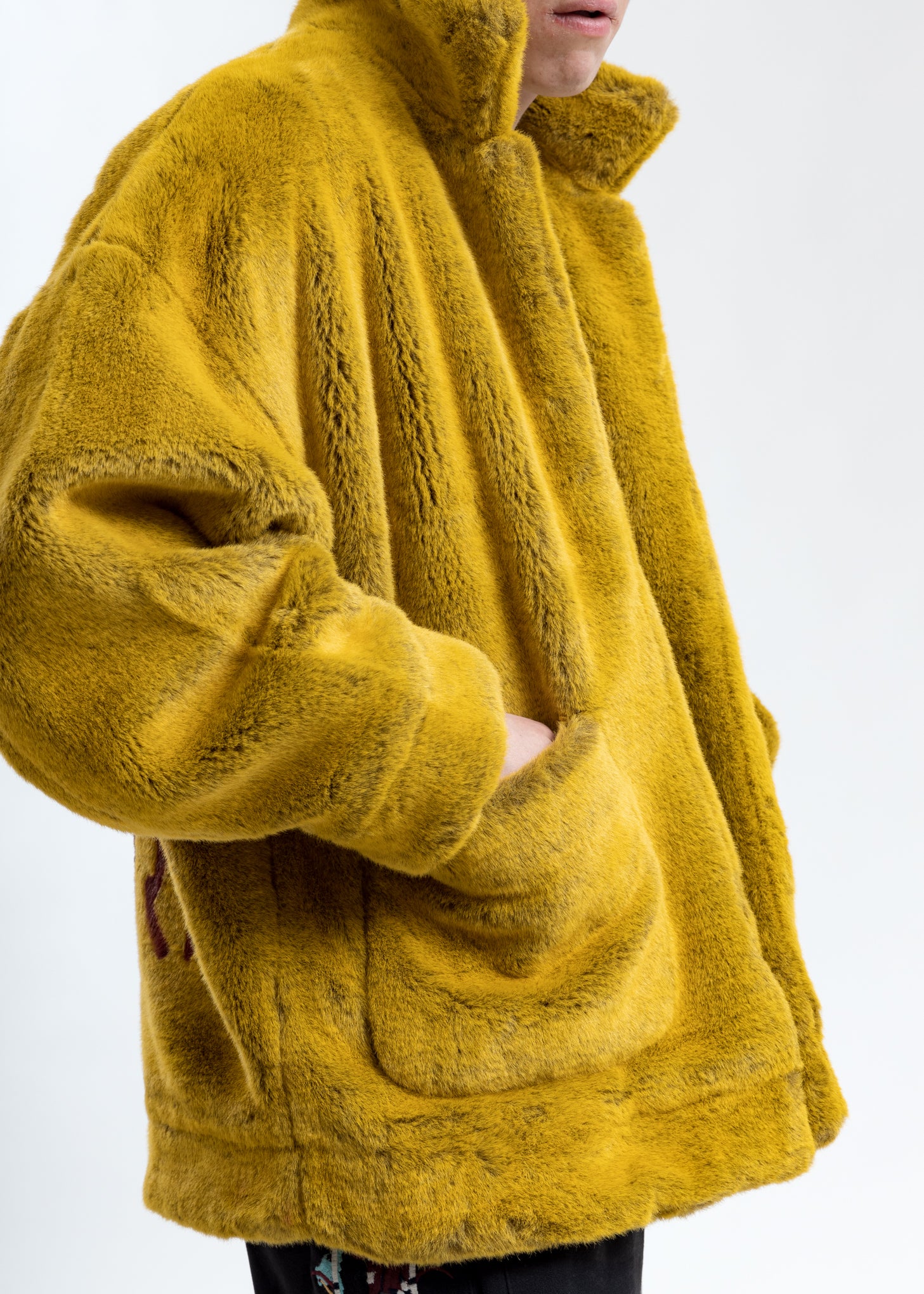 Yellow Hand-Painted Fur Jacket - Image 5
