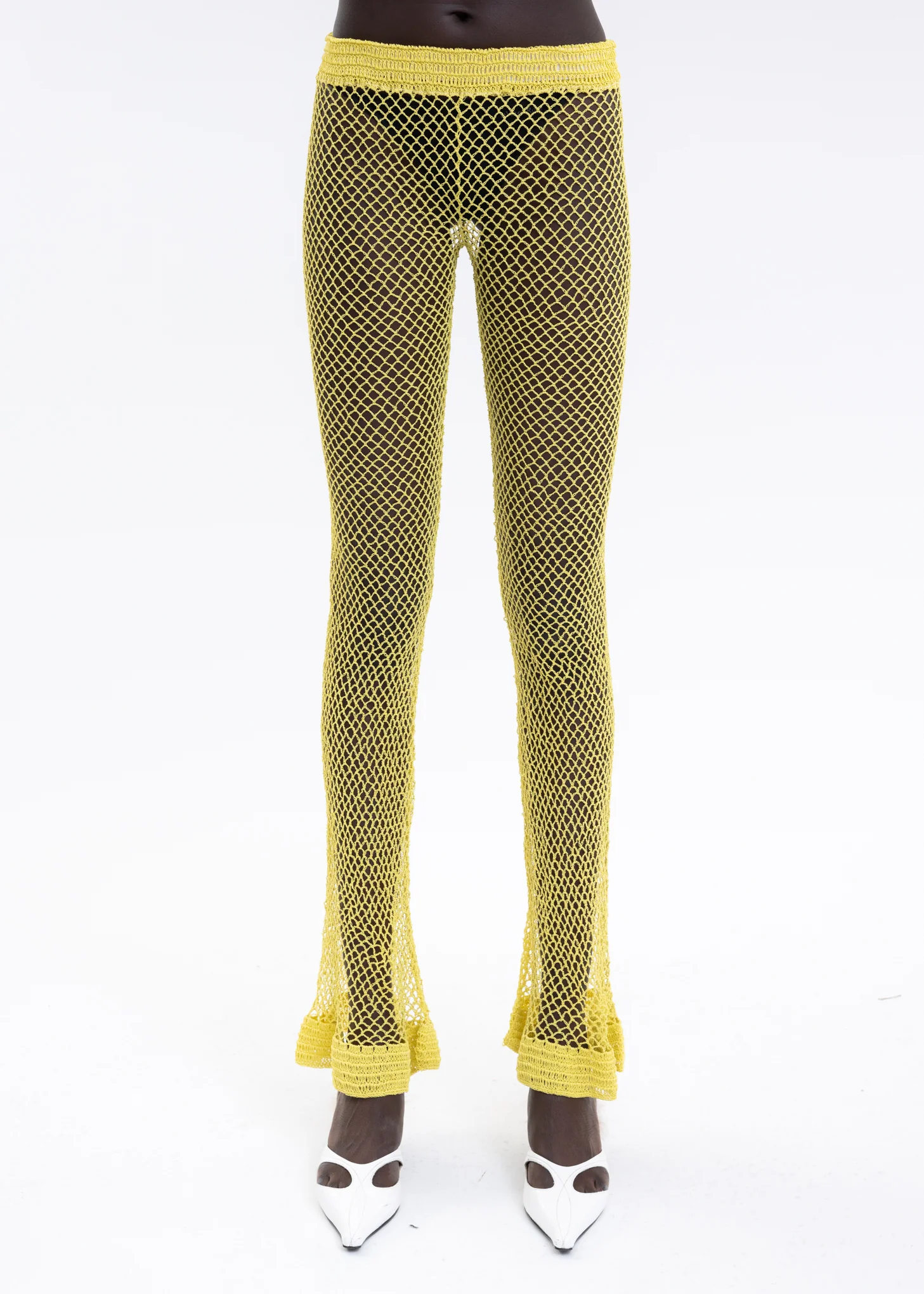 Yellow Hand Woven Bell Pants