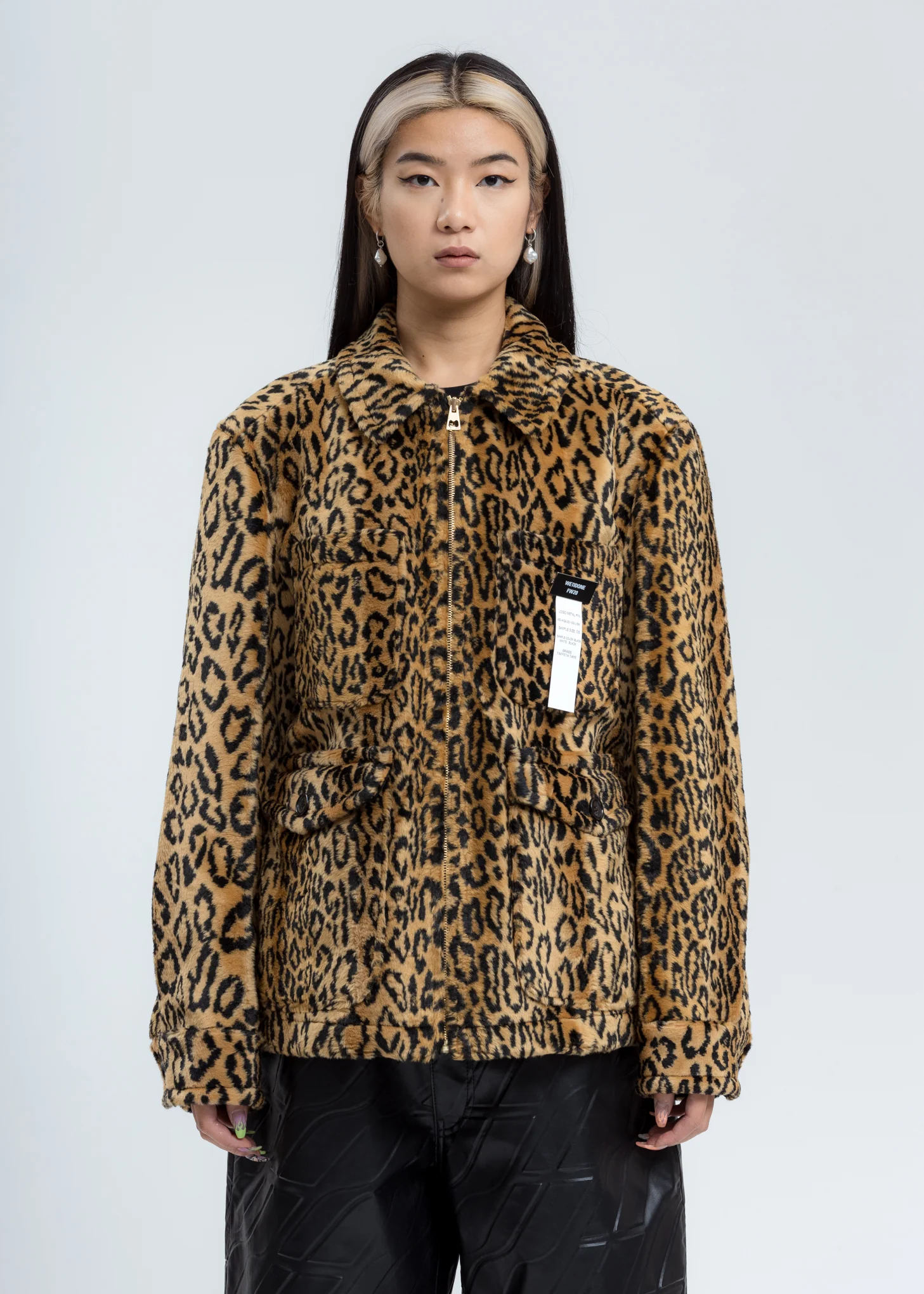 Yellow Leopard Faux Fur Zip Up Jacket