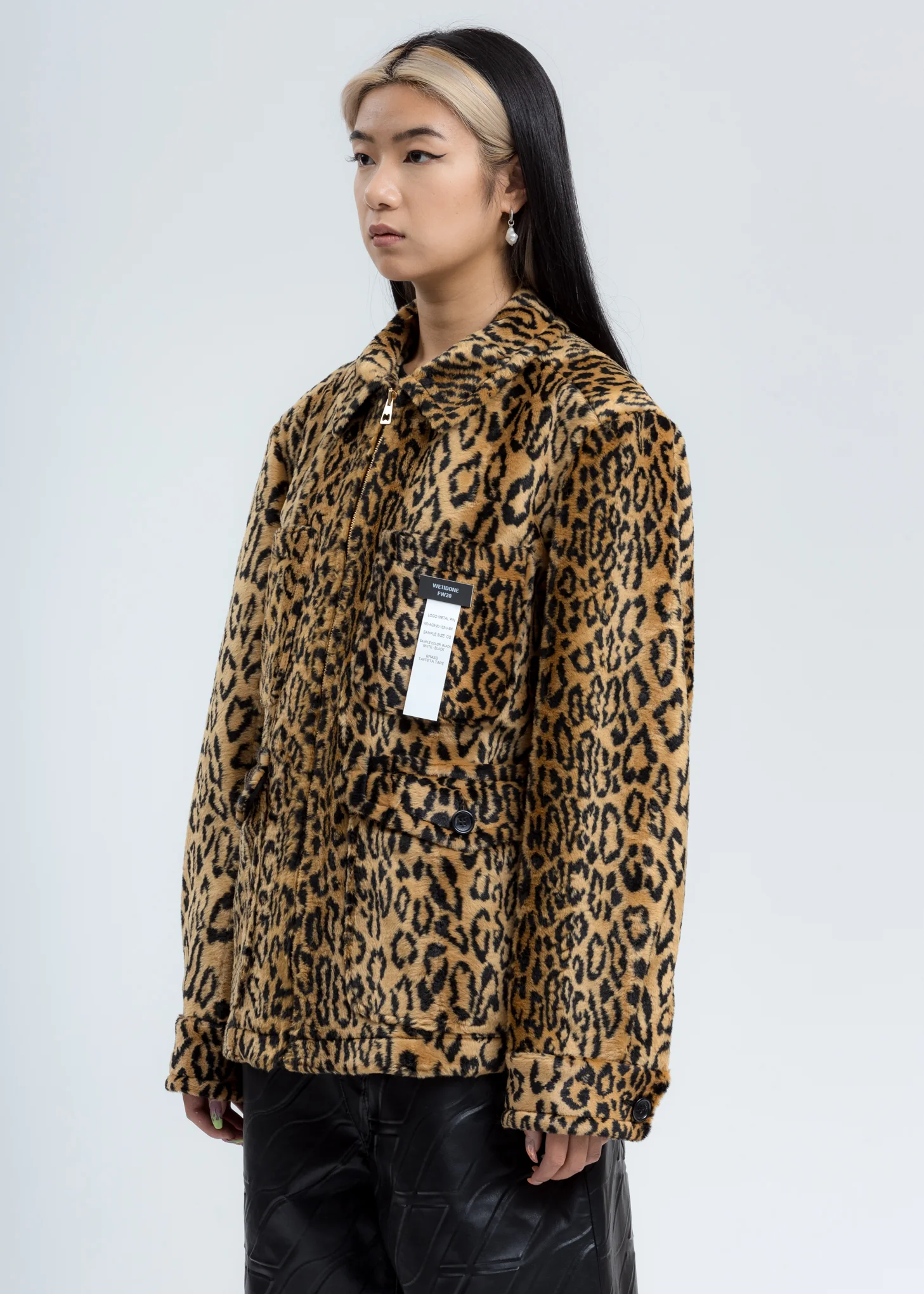 Yellow Leopard Faux Fur Zip Up Jacket - Image 3