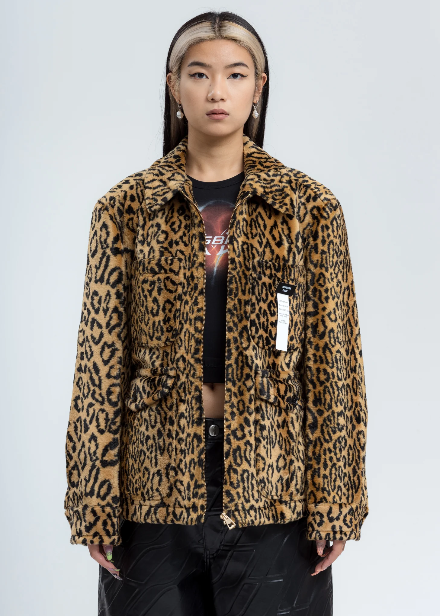 Yellow Leopard Faux Fur Zip Up Jacket - Image 4