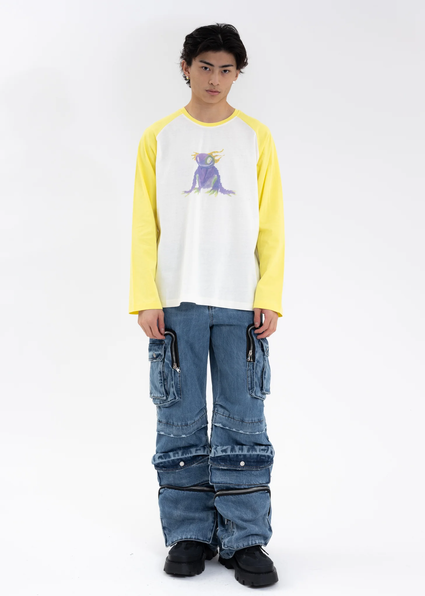 Yellow Monster Long Sleeve Raglan Shirt - Image 5