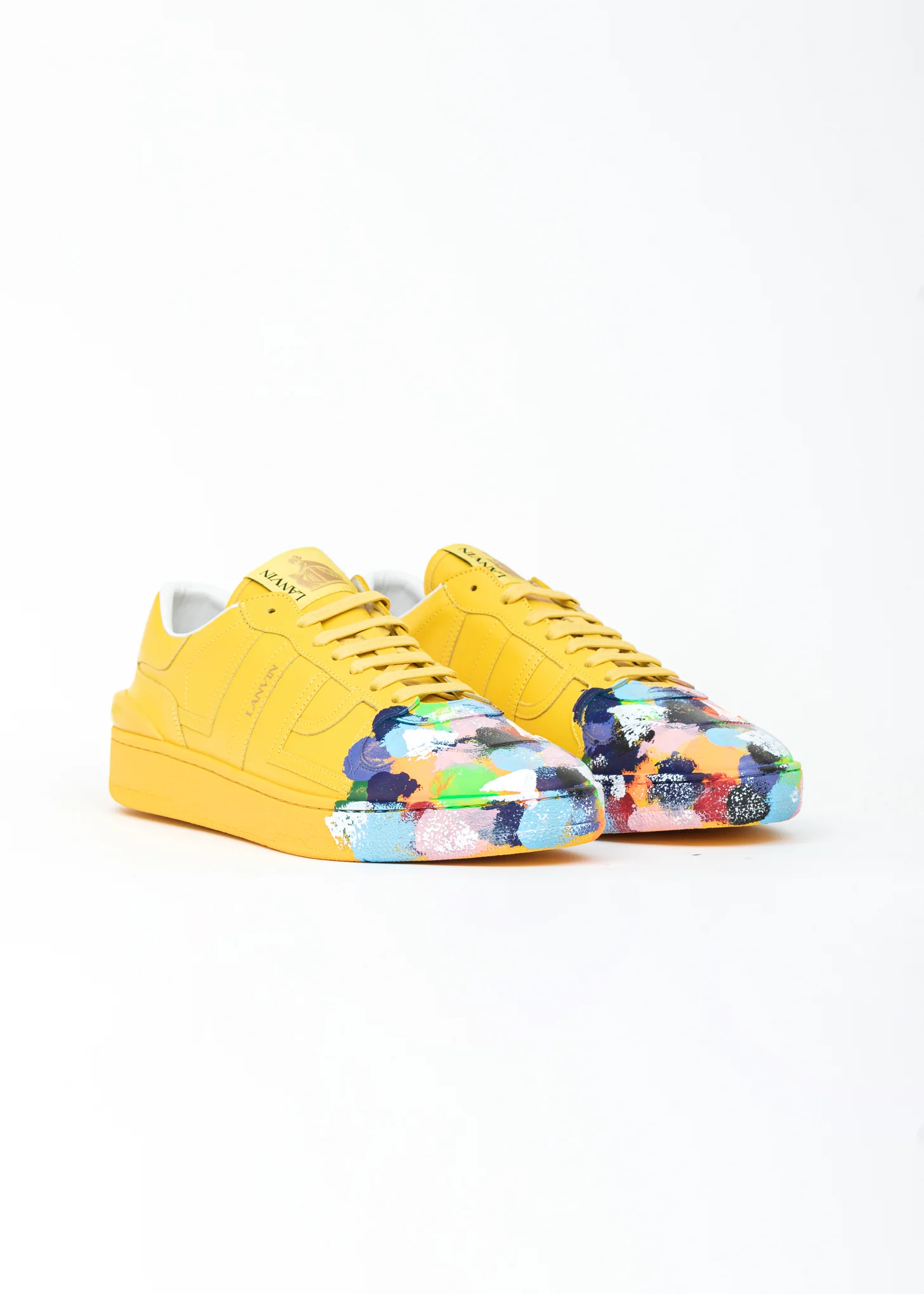 Yellow Painted Leather Clay Low Top Sneaker