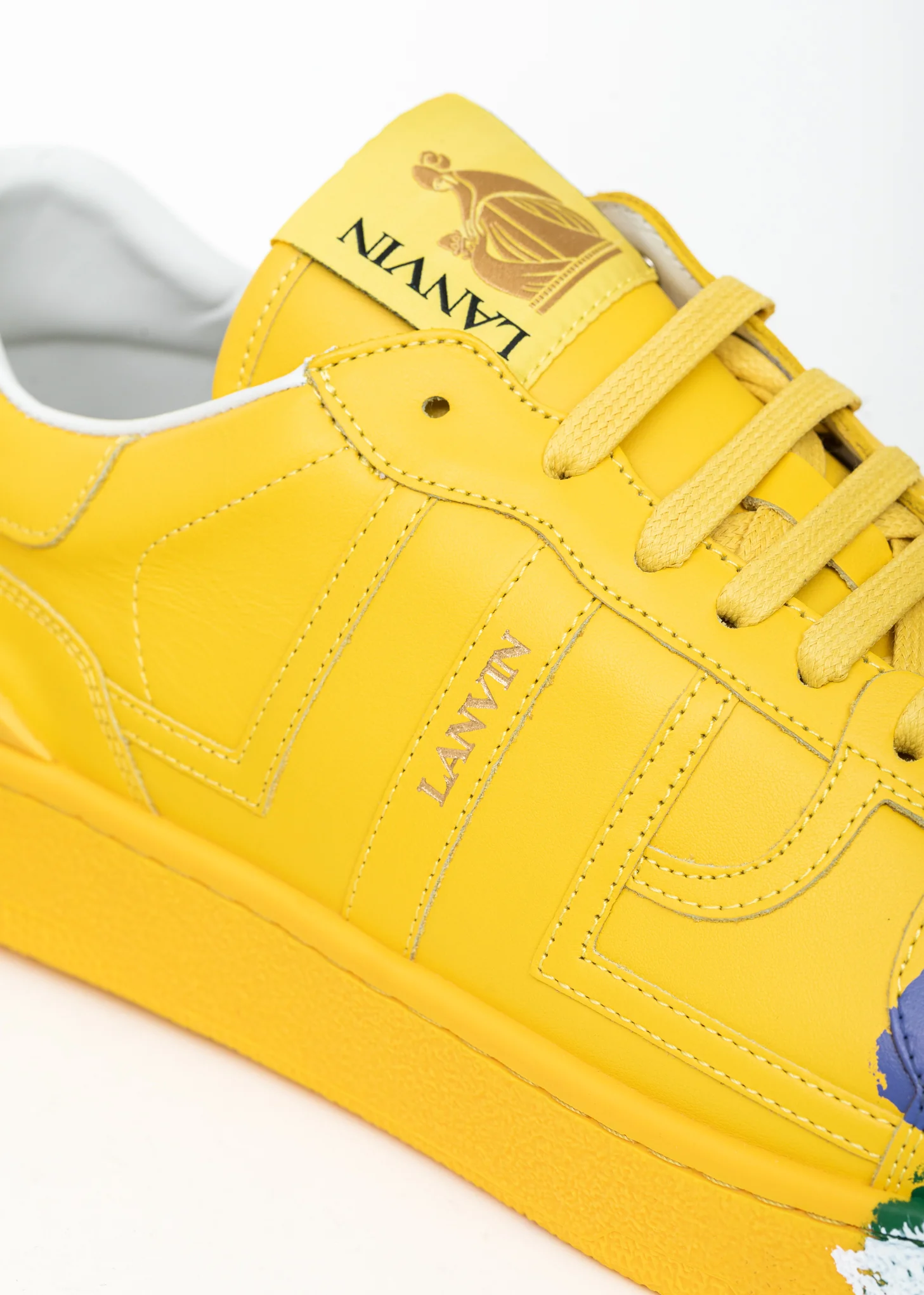 Yellow Painted Leather Clay Low Top Sneaker - Image 6