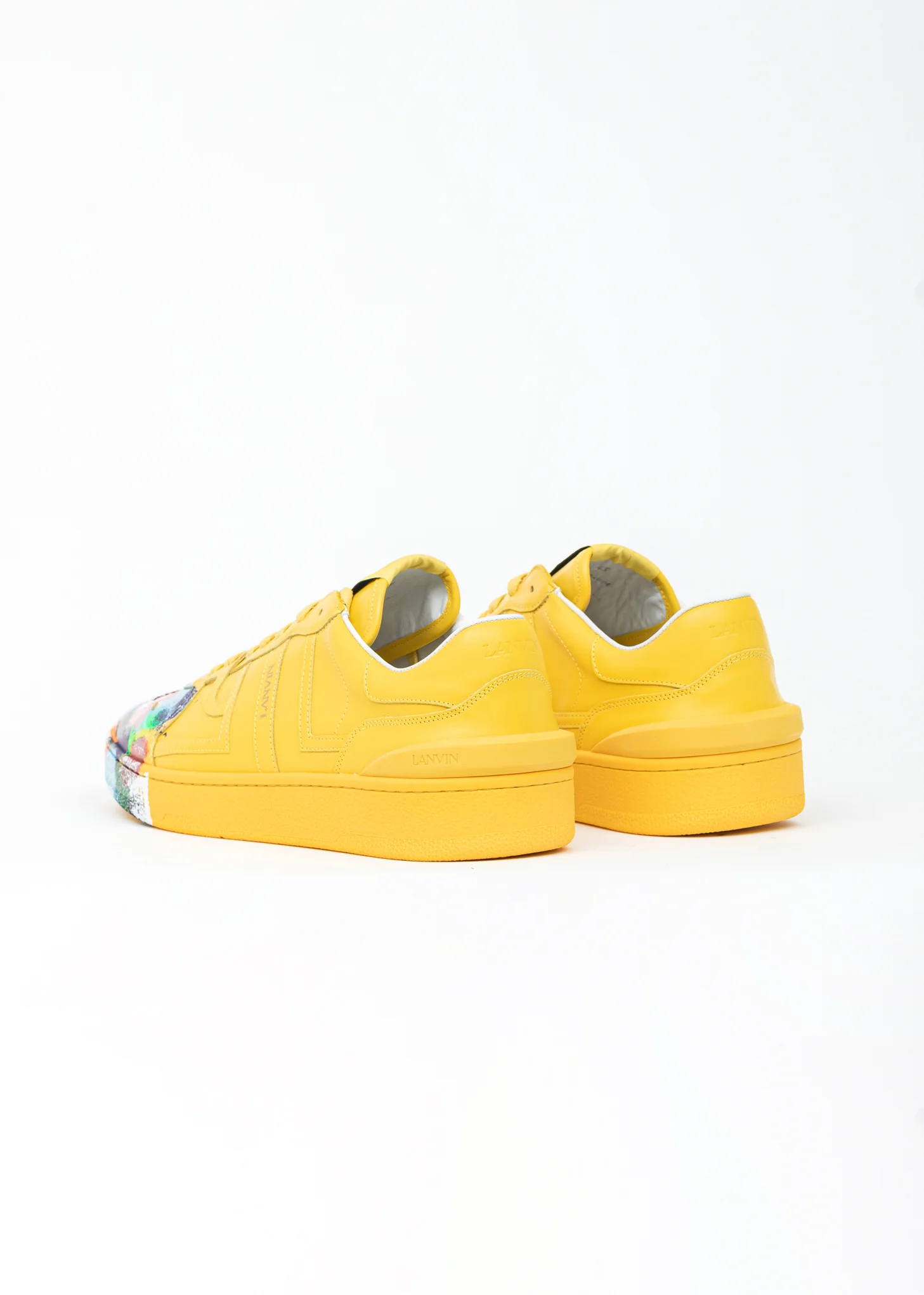 Yellow Painted Leather Clay Low Top Sneaker - Image 3