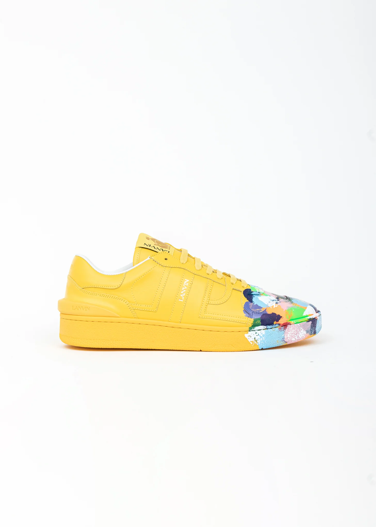 Yellow Painted Leather Clay Low Top Sneaker - Image 4