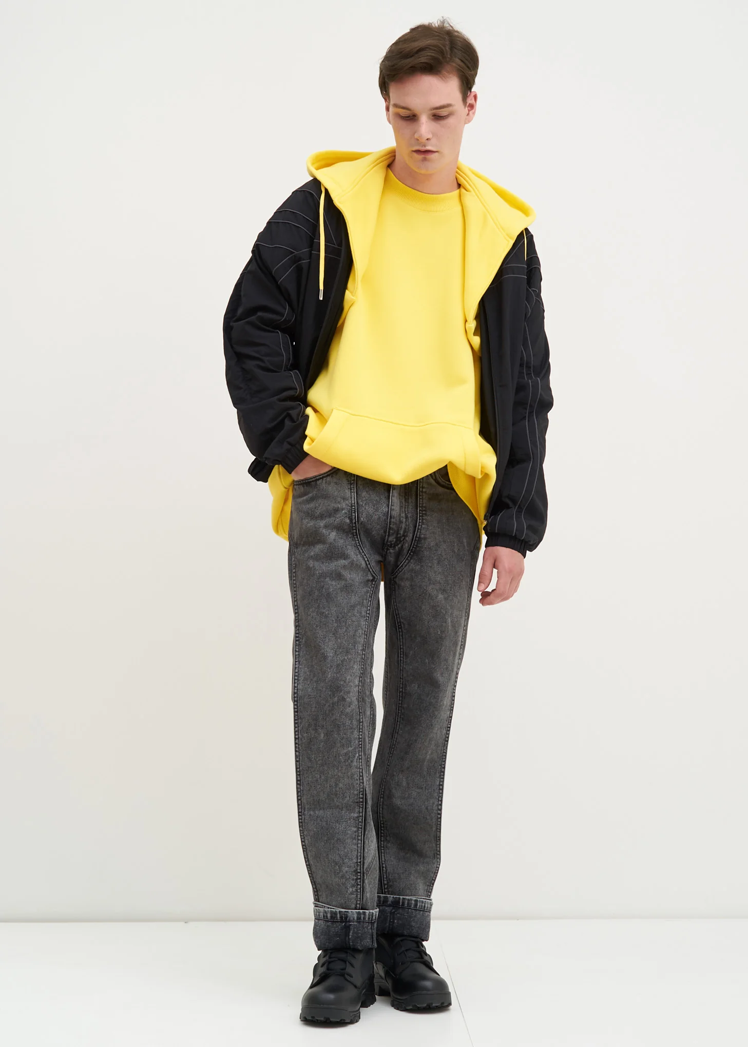Yellow Paneled Hoodie - Image 8