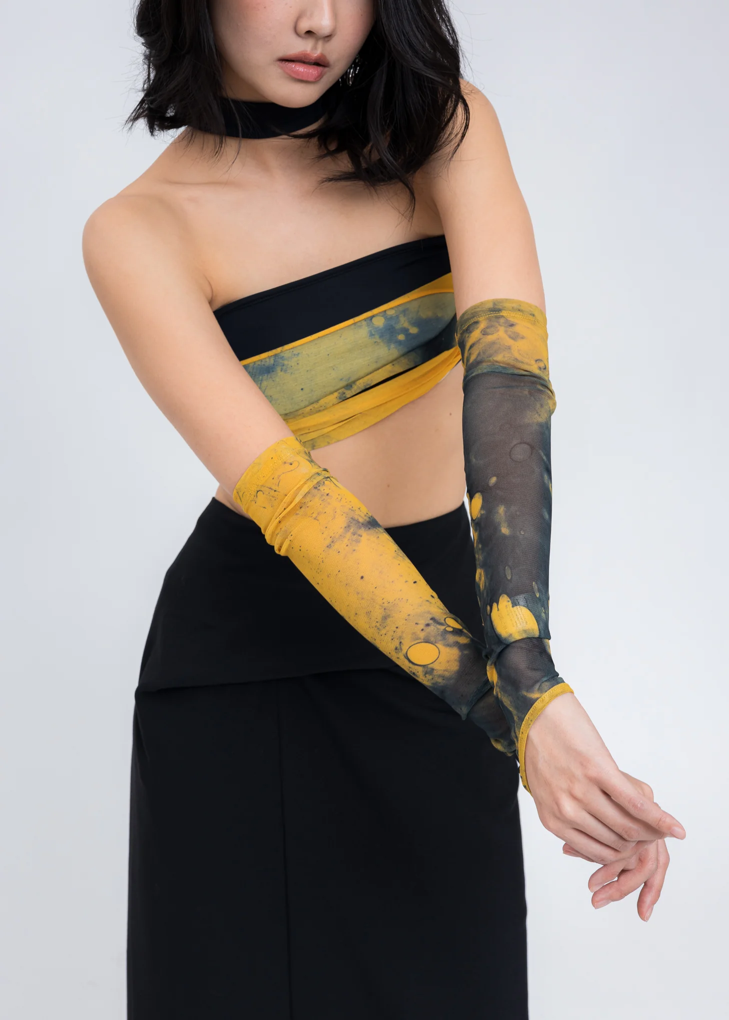 Yellow Printed Arm Sleeves - Image 2