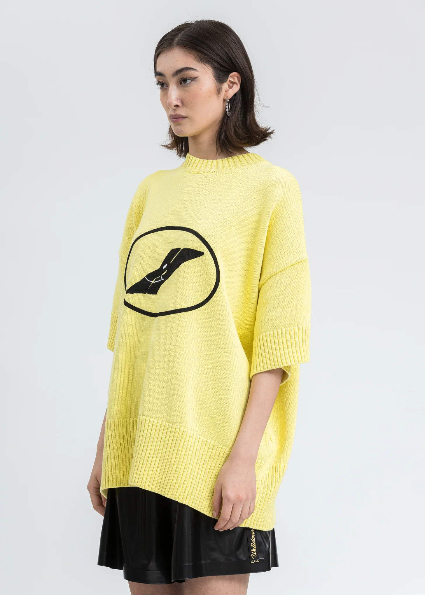 Yellow Printed Short Sleeve Sweater - Image 3