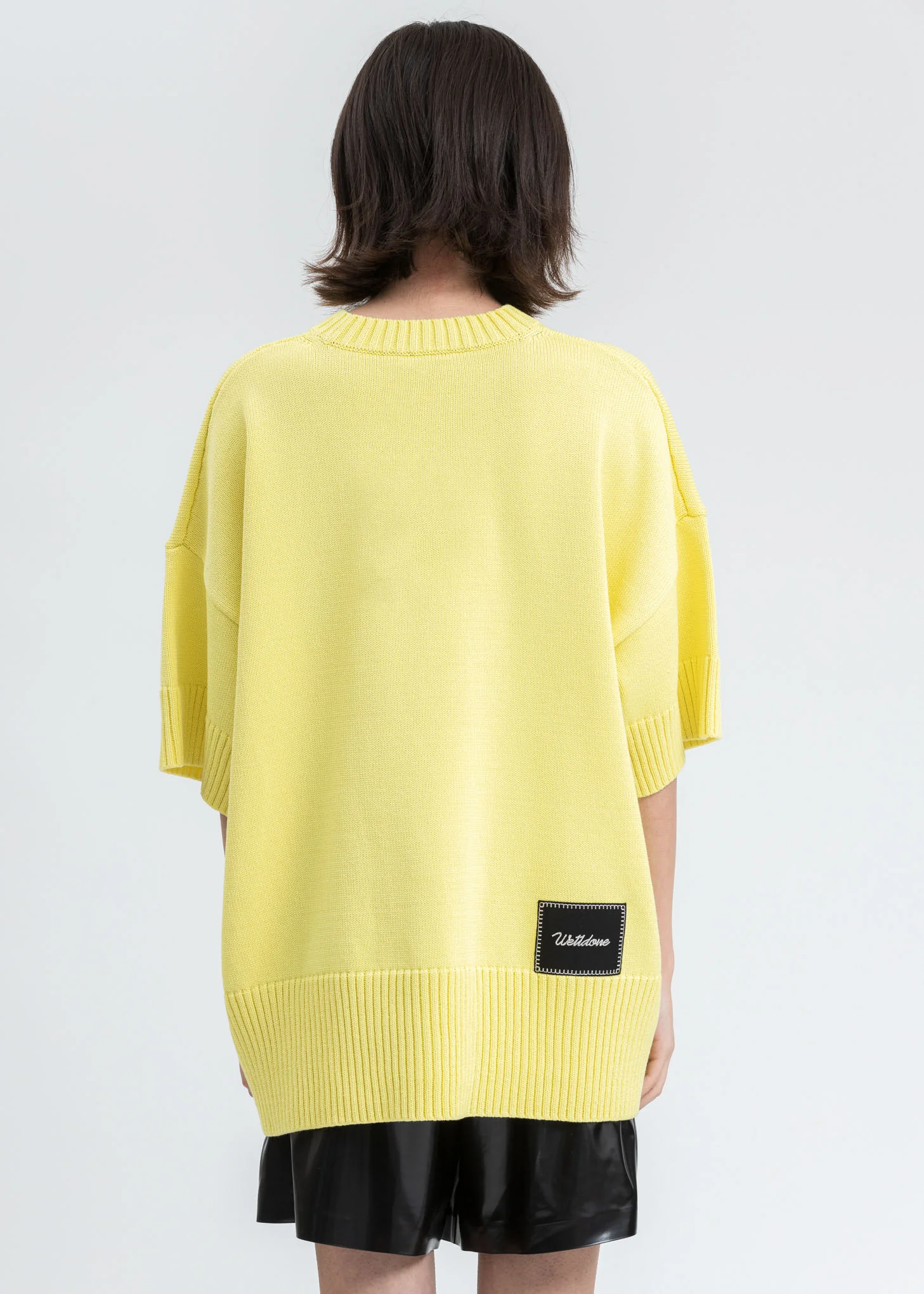 Yellow Printed Short Sleeve Sweater - Image 4