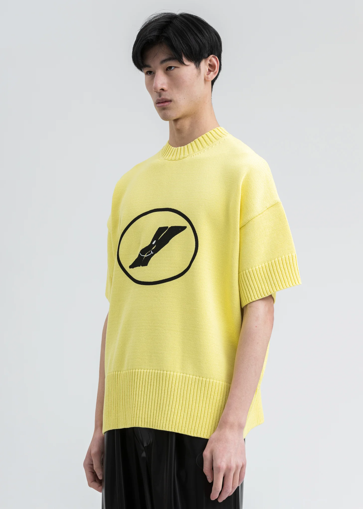 Yellow Printed Short Sleeve Sweater - Image 3
