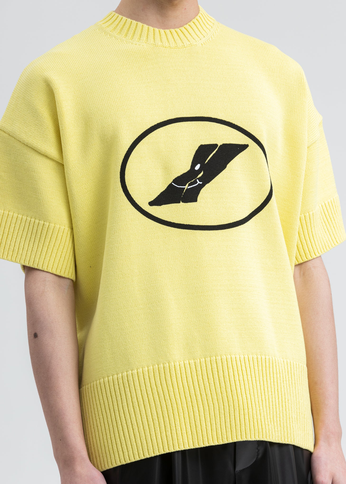Yellow Printed Short Sleeve Sweater - Image 5