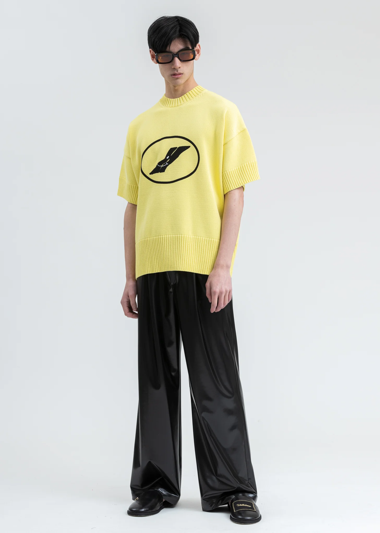 Yellow Printed Short Sleeve Sweater - Image 6