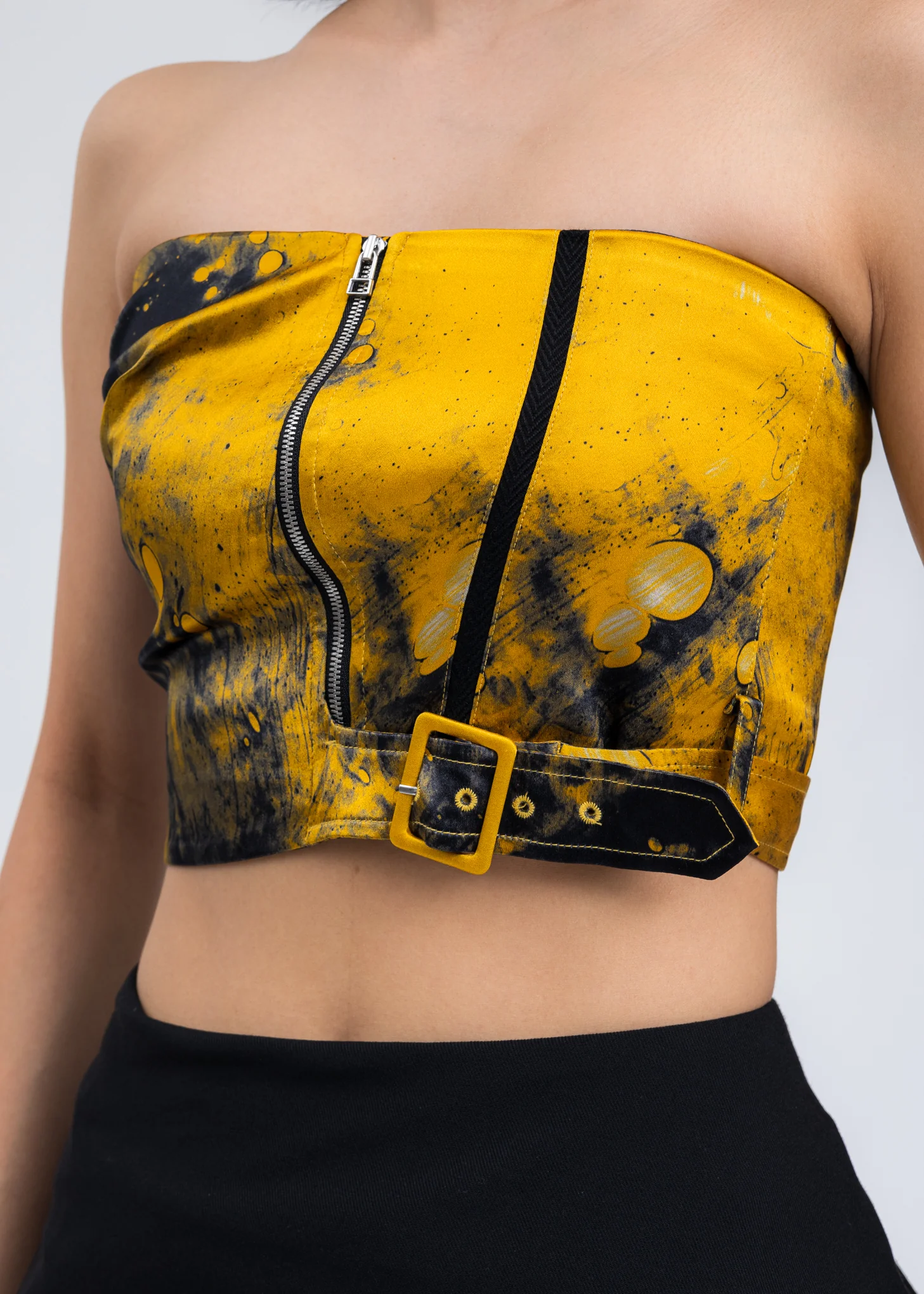 Yellow Printed Silk Tube Top - Image 2