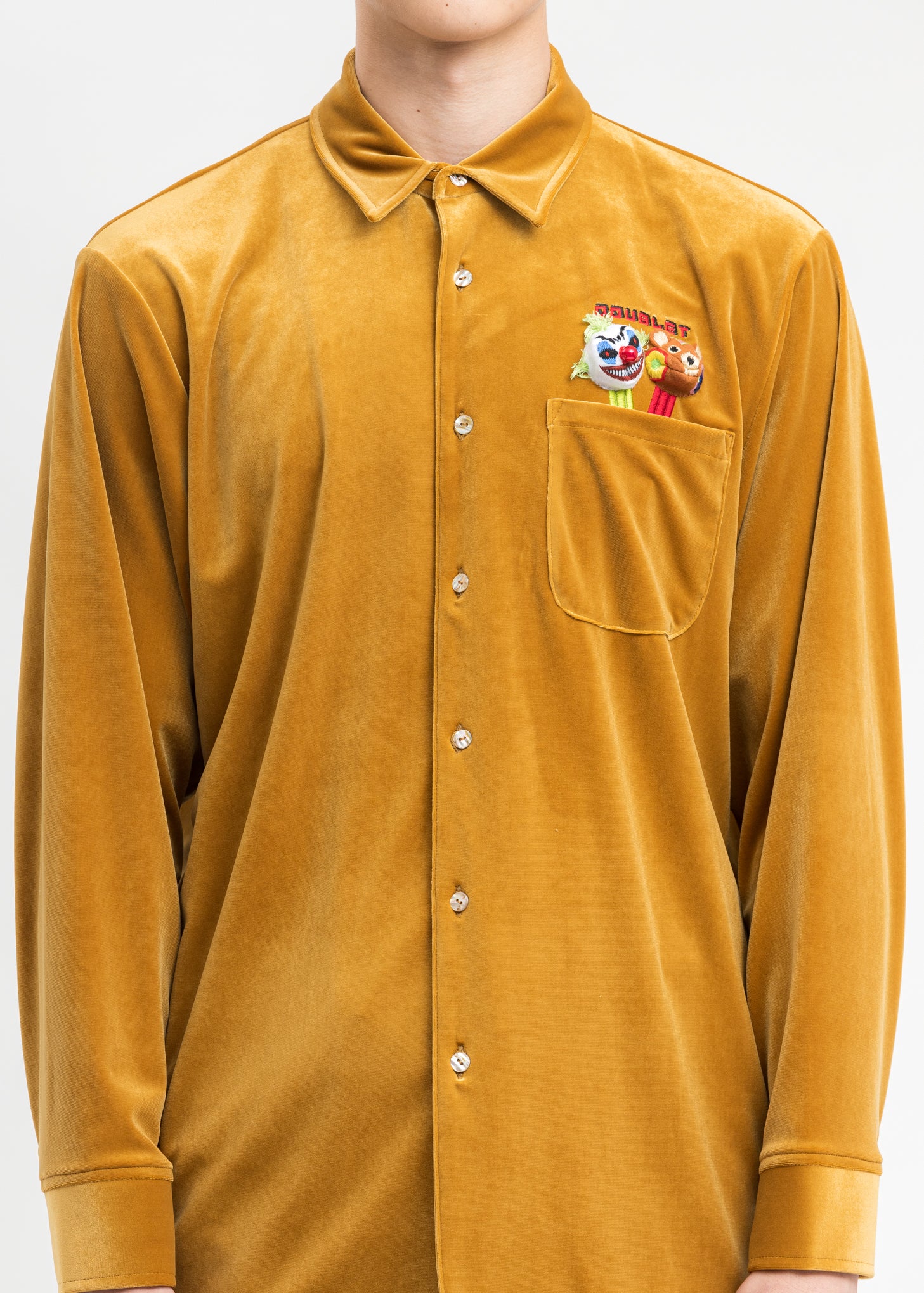 Yellow Puppet Embroidery Velour Shirts - Image 5