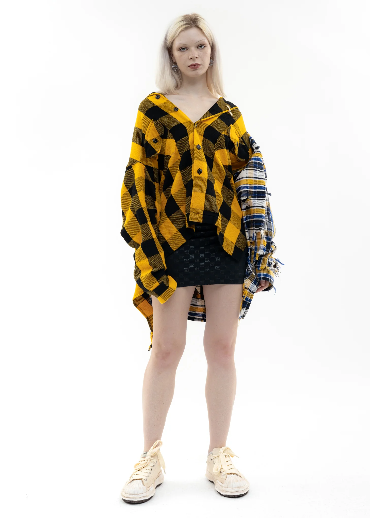Yellow Single Draped Check Shirts - Image 5