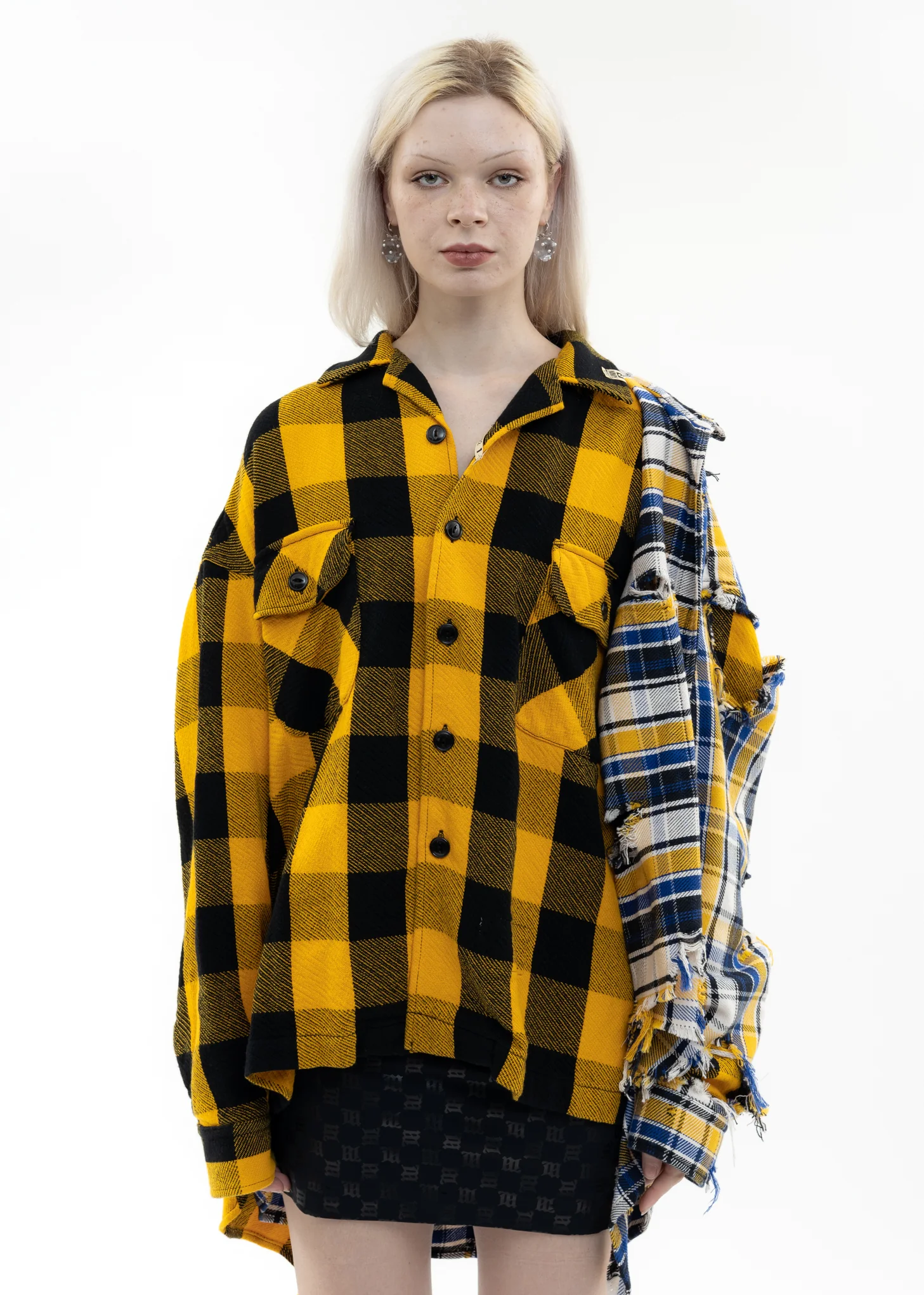 Yellow Single Draped Check Shirts - Image 7