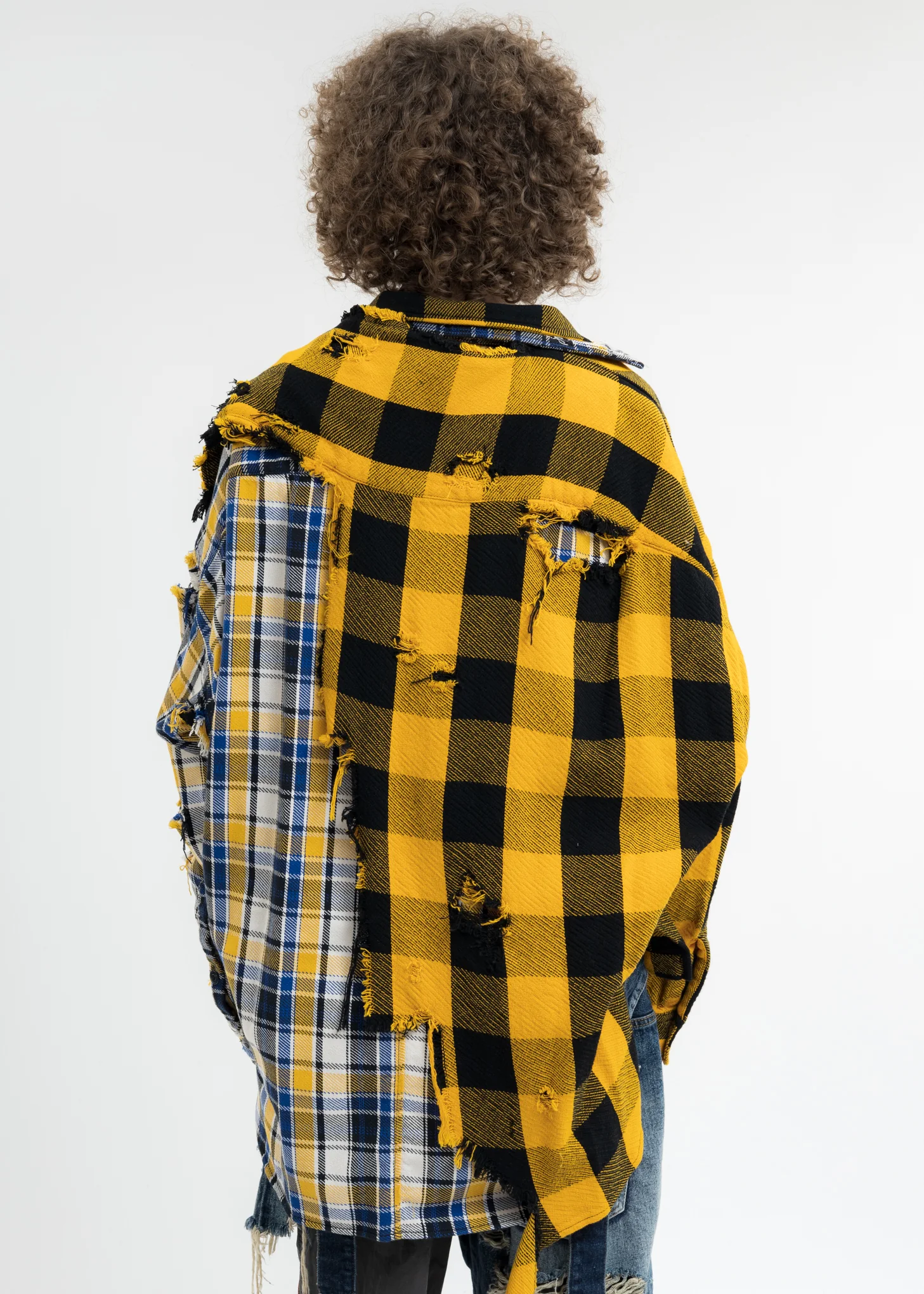 Yellow Single Draped Check Shirts - Image 3