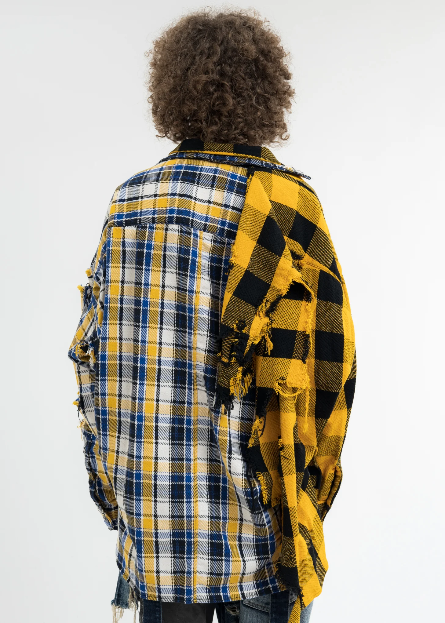 Yellow Single Draped Check Shirts - Image 5