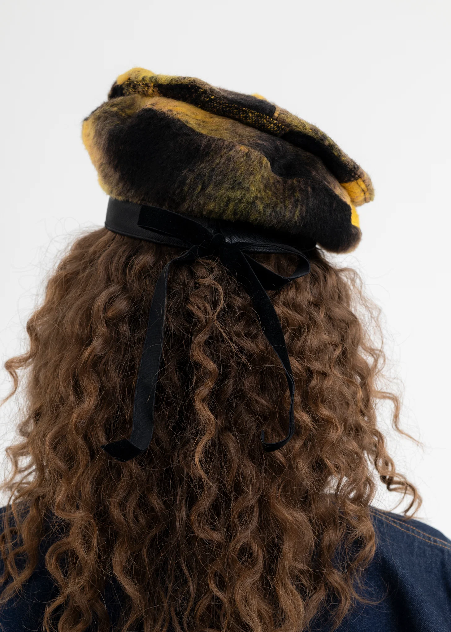 YELLOW SLASHED MOHAIR BERET - Image 4