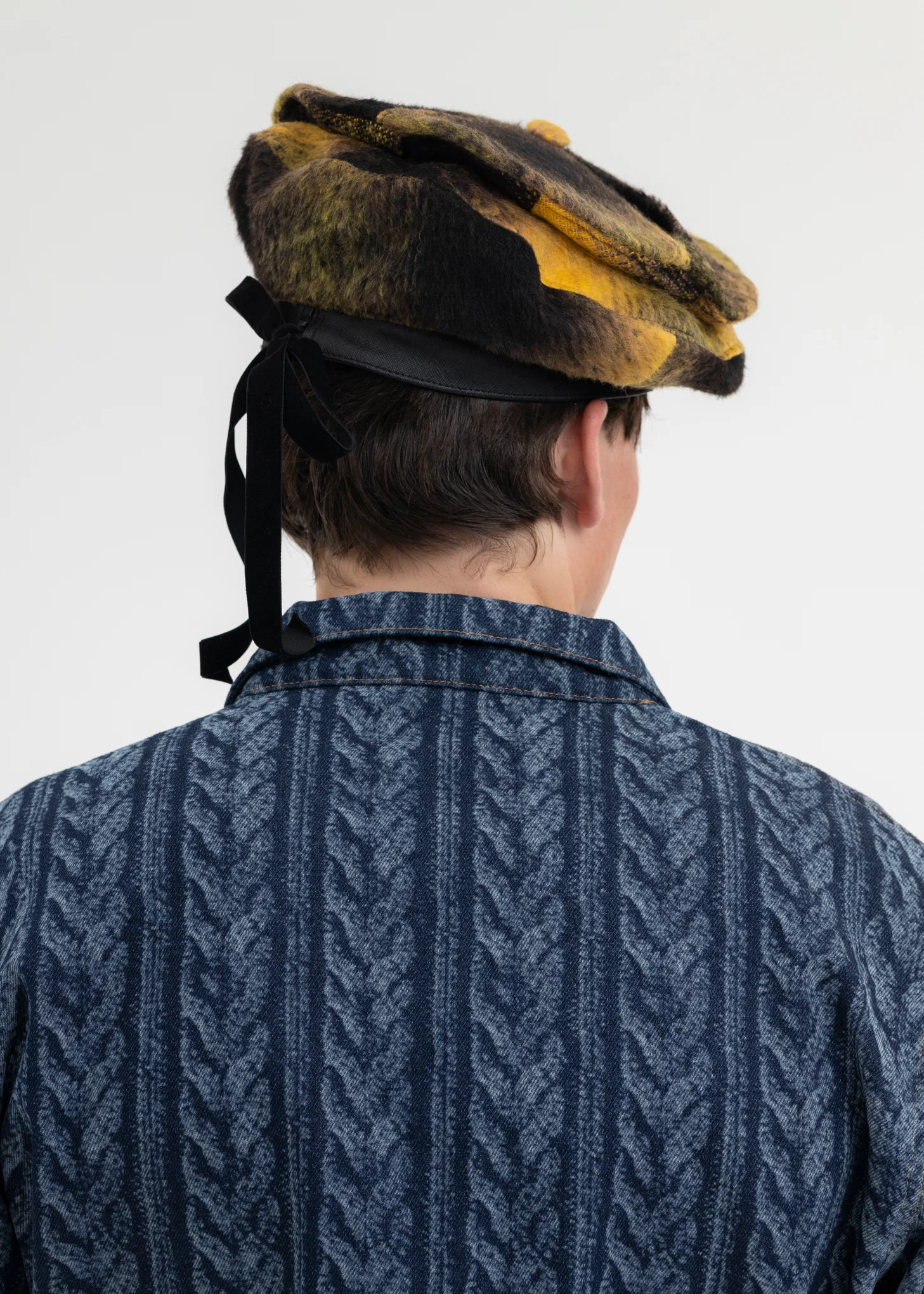 YELLOW SLASHED MOHAIR BERET - Image 2