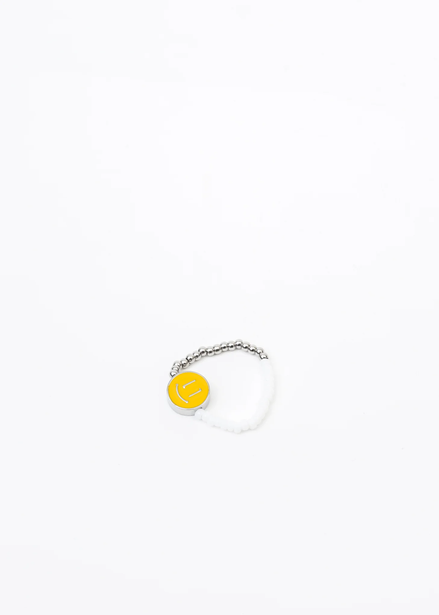 Yellow Smiley Face Beaded Ring